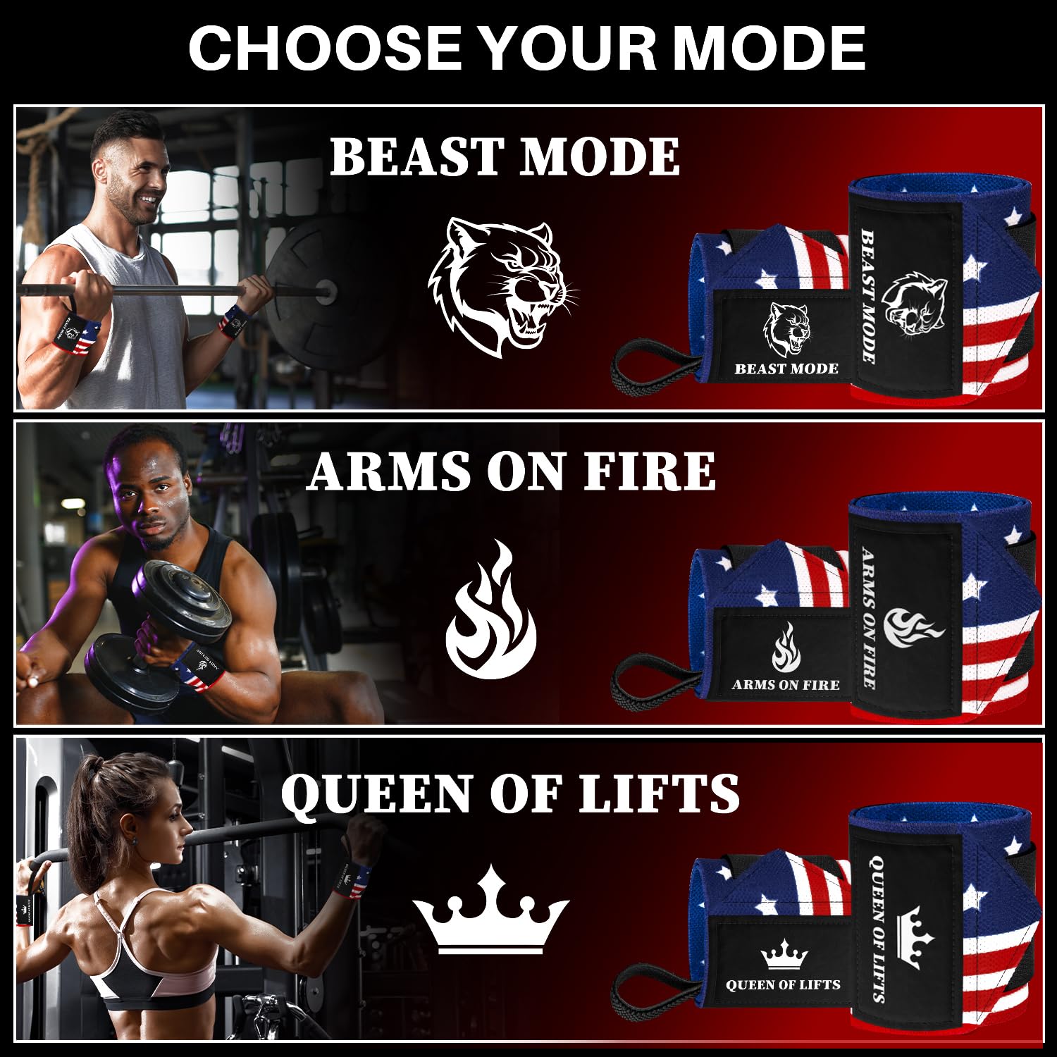 Wrist Wraps – Arms on Fire – US Flag – 18 - image 4