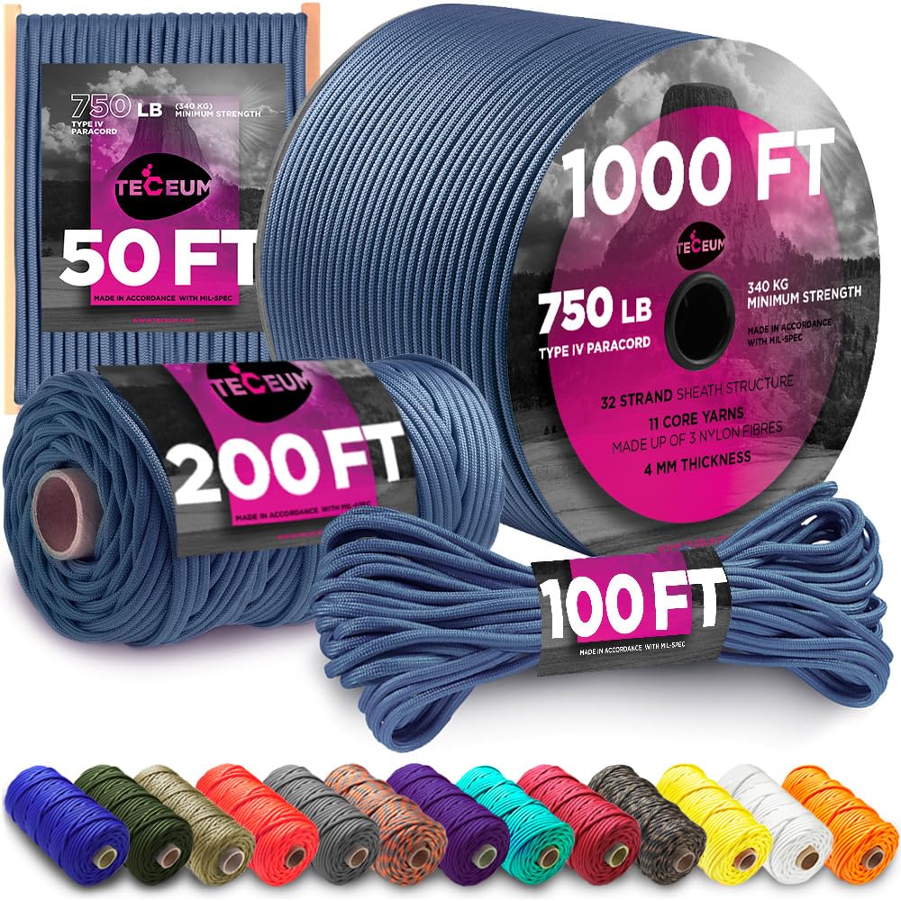 Paracord IV 750 Oil Blue – 1000 ft - image 1