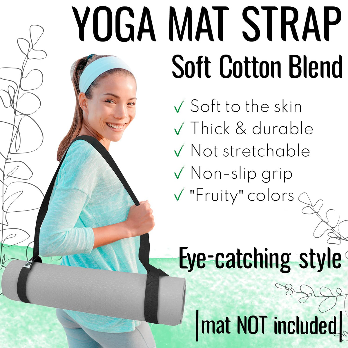 Yoga Mat Straps – Polycotton – Black – 85 IN - image 2
