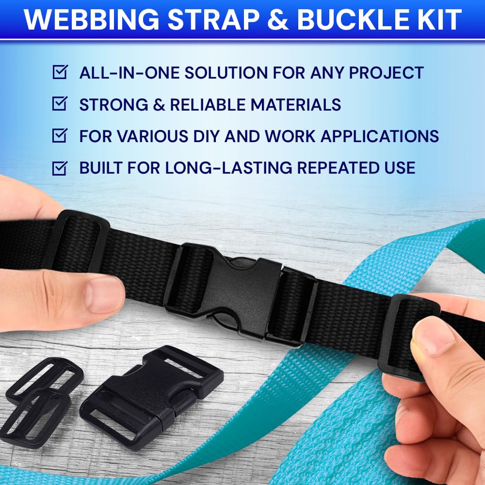 1.5" Buckles & Strap Kit – Black – 6 Yards - image 2