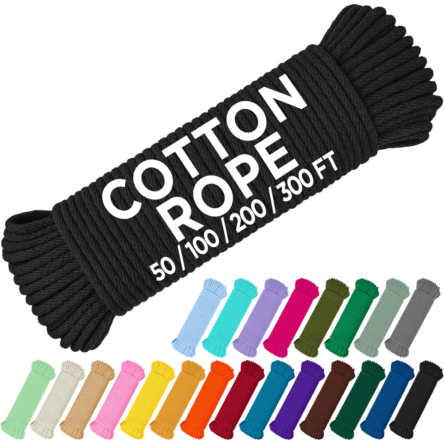 Rope Cotton 3/16" 50 ft Black - image 1