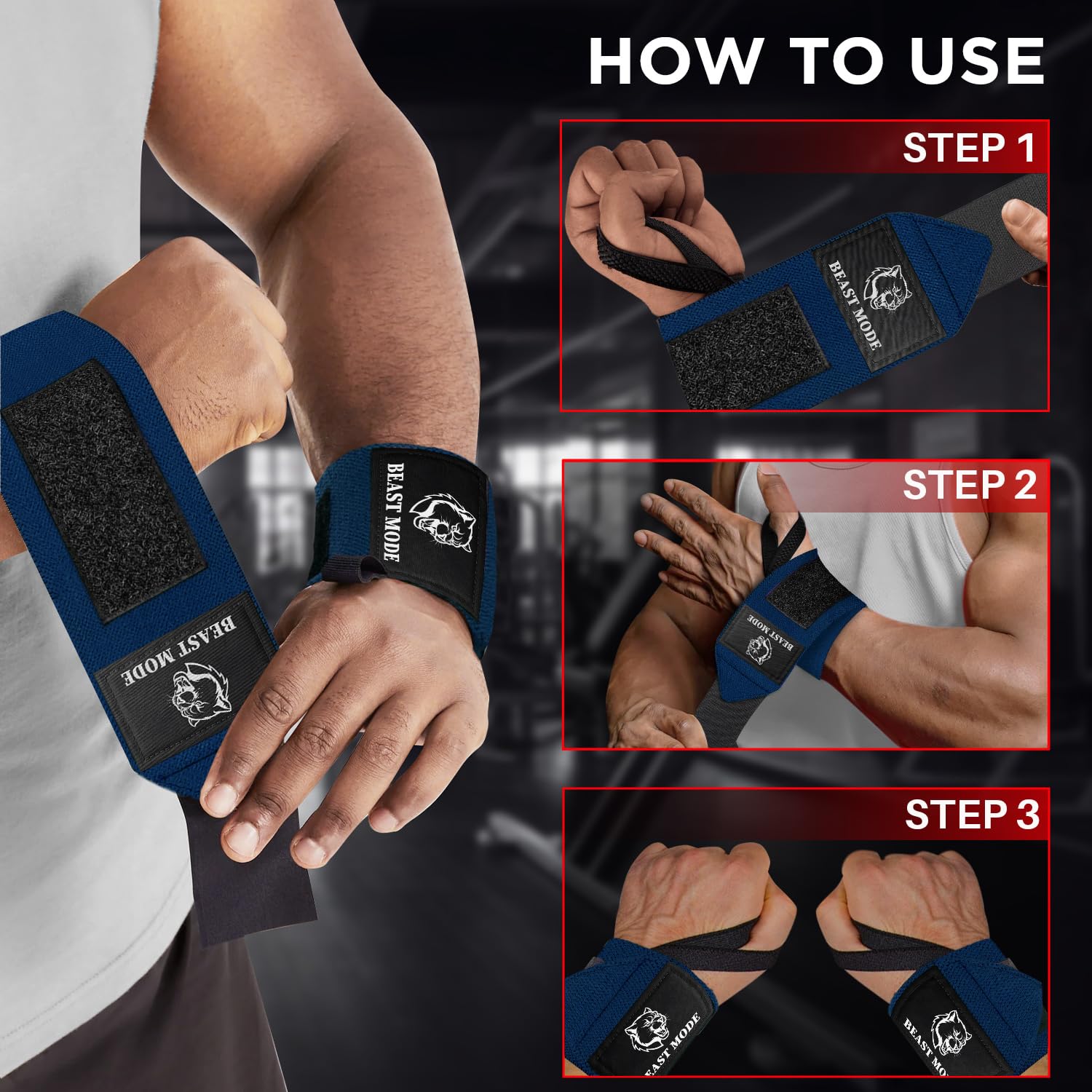 Wrist Wraps – Queen of Lifts – Navy Blue – 18 - image 7