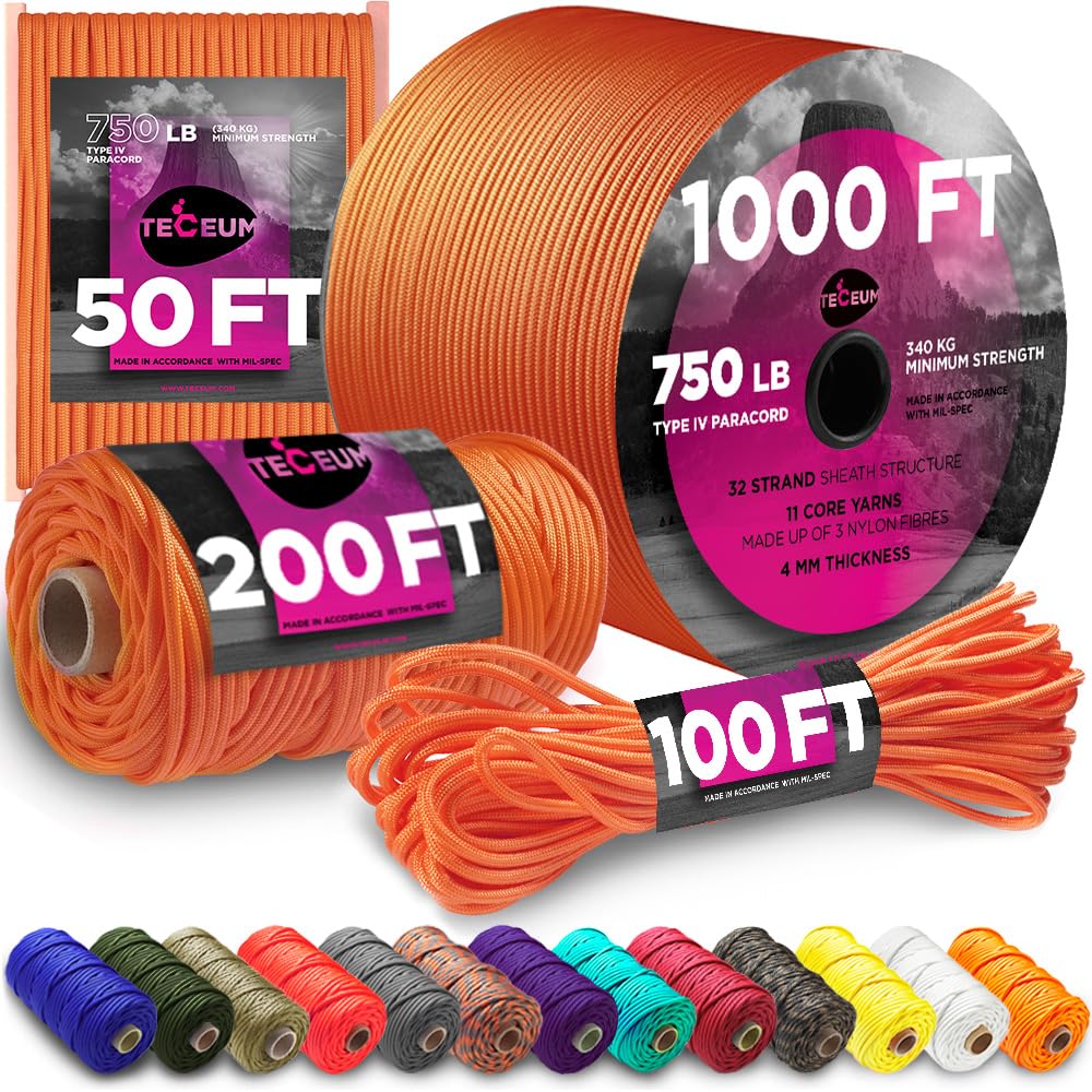 Paracord IV 750 Royal Orange – 100 ft - image 1