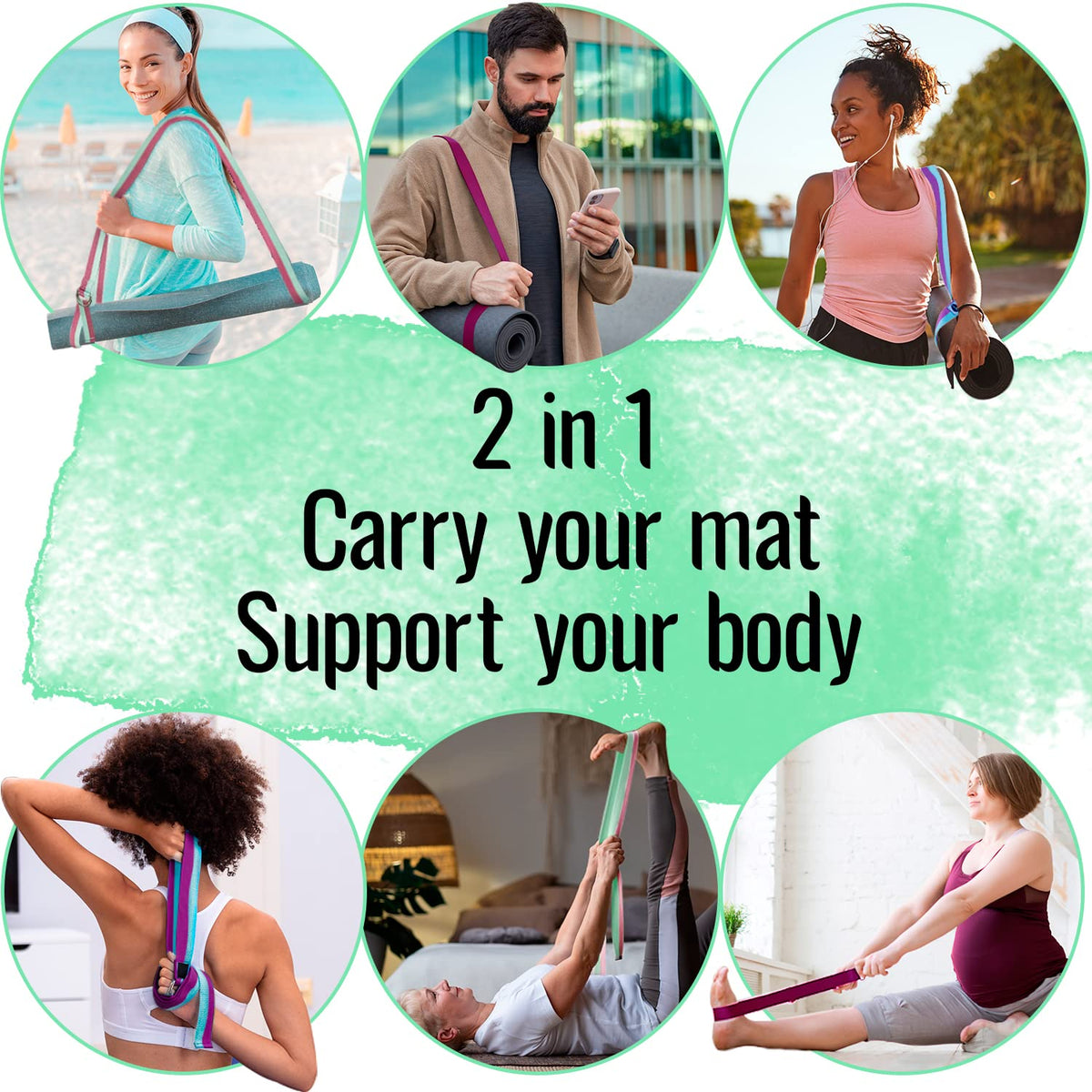 Yoga Mat Straps – Polycotton – Black – 85 IN - image 3