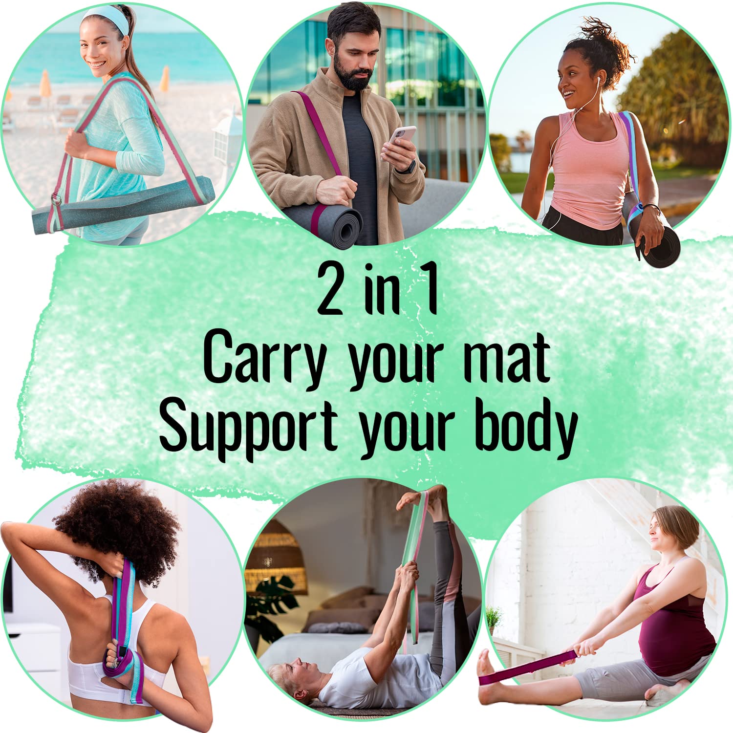 Yoga Mat Straps – Polycotton – Purple Blue – 64 IN - image 4