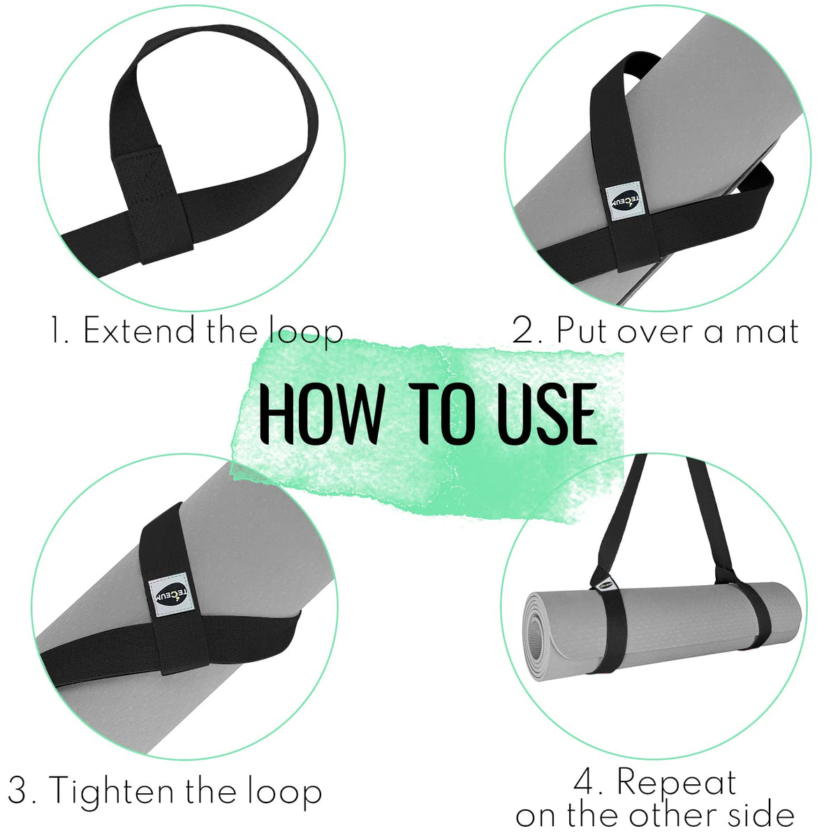 Yoga Mat Straps – Polycotton – Black – 85 IN - image 5