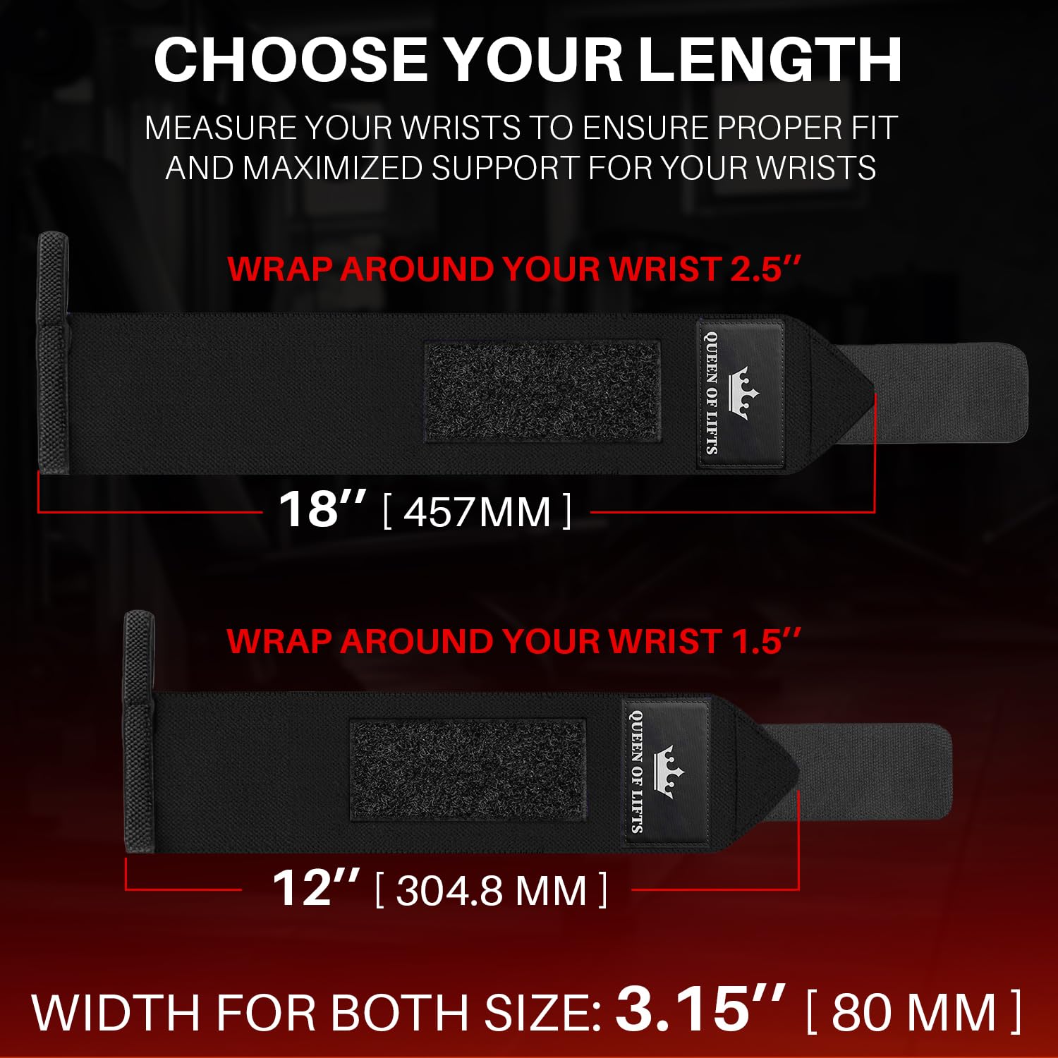 Wrist Wraps – Queen of Lifts – Black – 18 - image 5