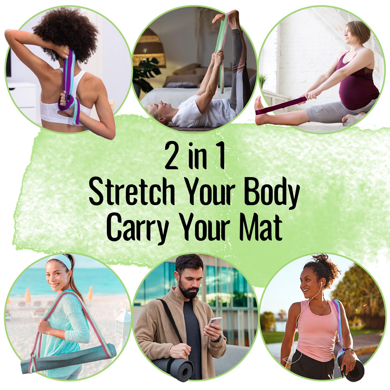 Yoga Straps – Polycotton – Green Avocado – 8 ft - image 2