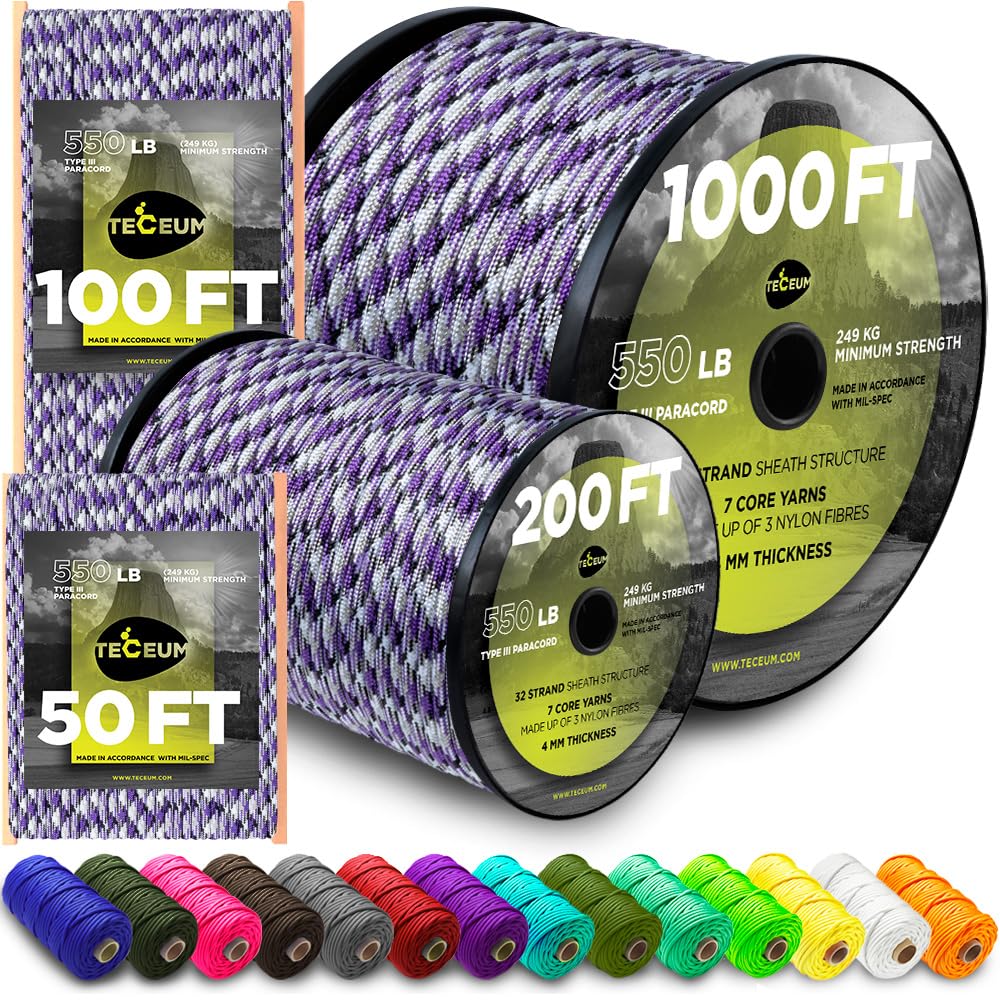 Paracord III 550 Purple Snake – 50 ft - image 1