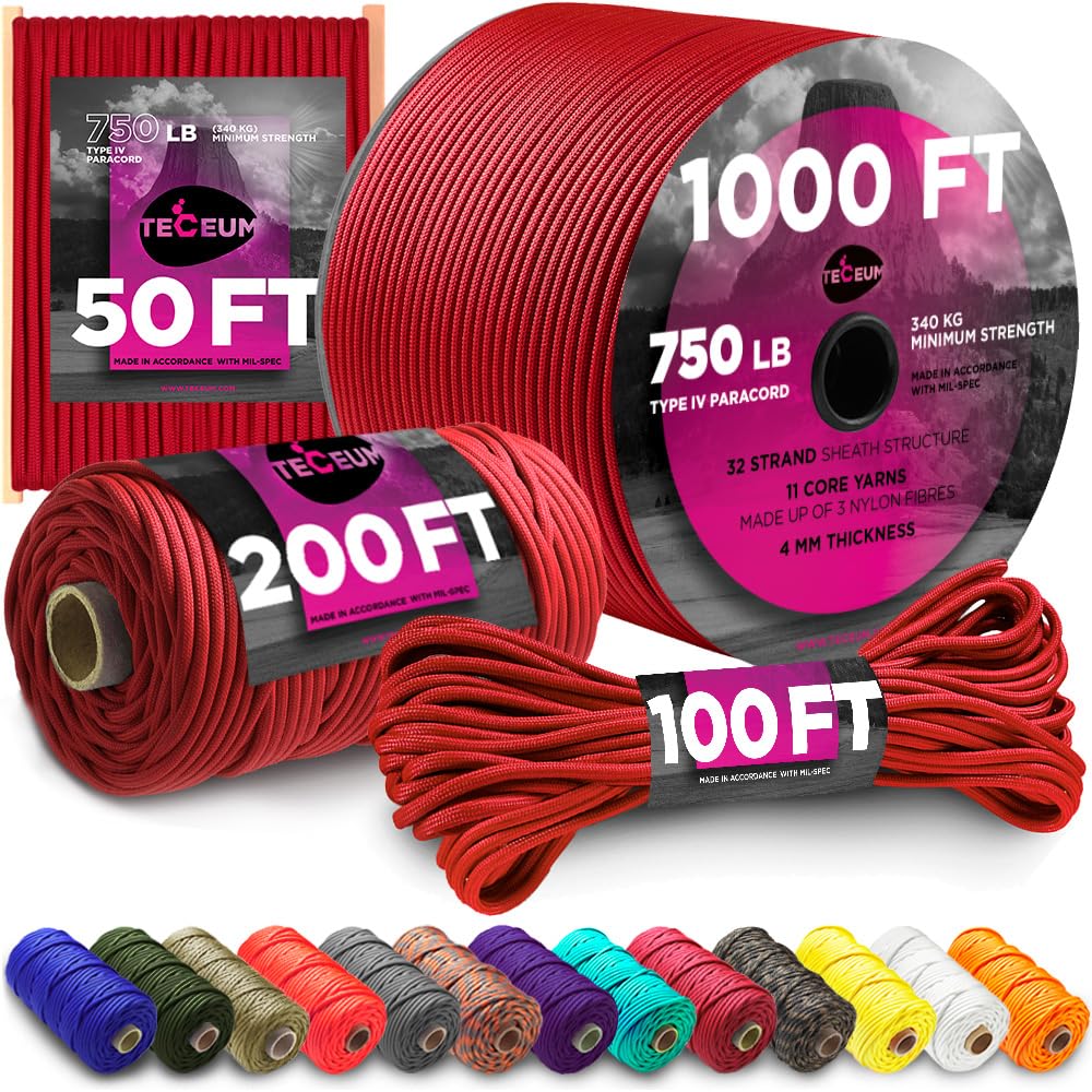 Paracord IV 750 Red (Fire) – 200 ft - image 1