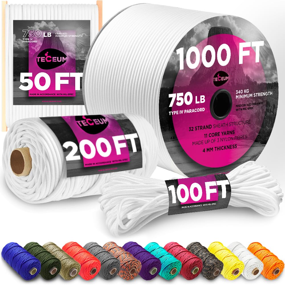 Paracord IV 750 White – 50 ft - image 1
