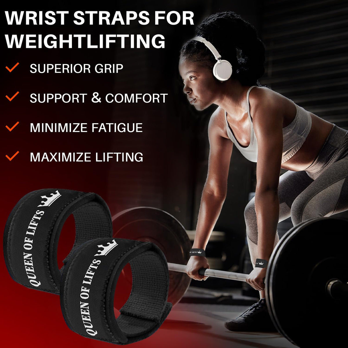 Wrist Straps – Queen of Lifts – Black - image 2