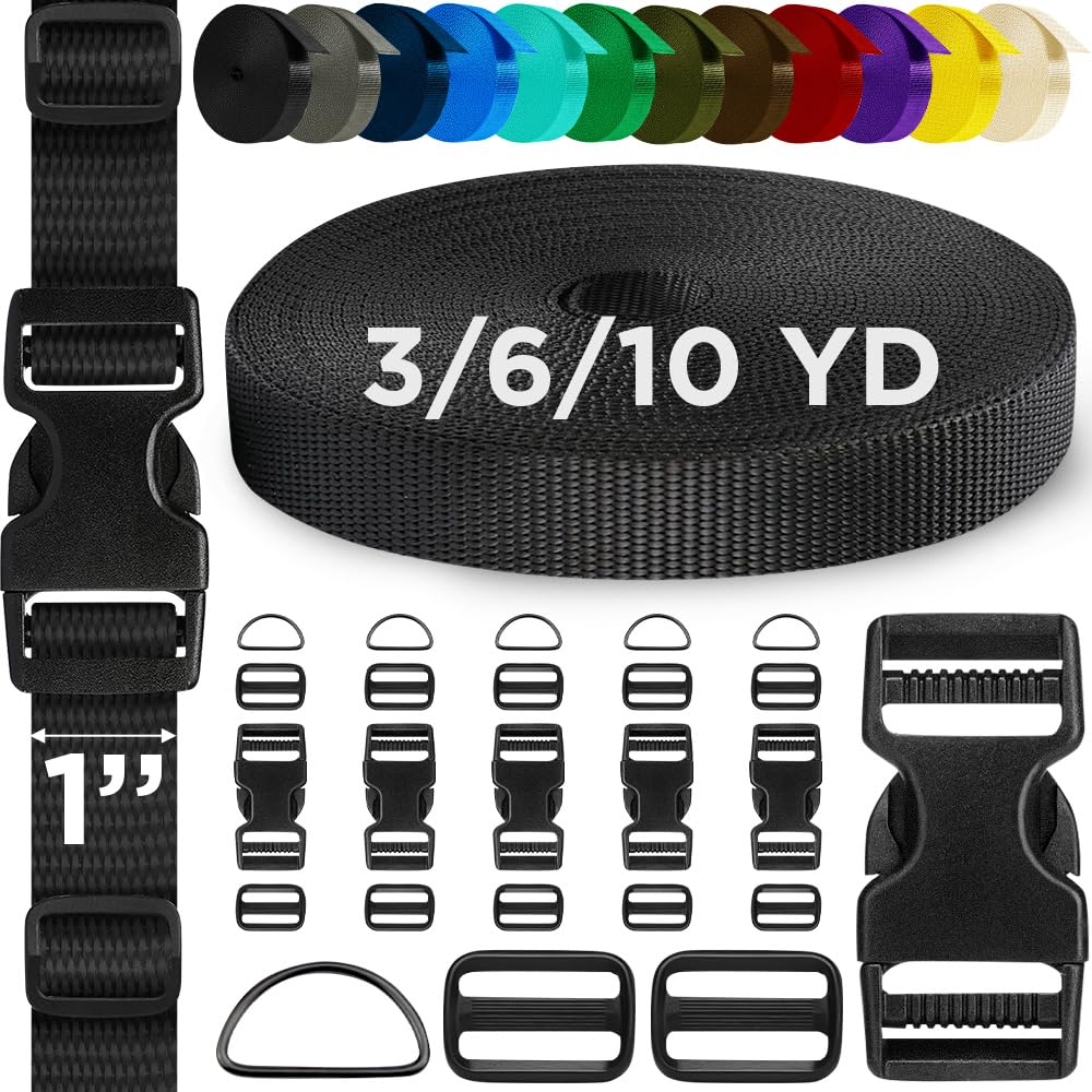 1" Buckles & Strap Kit – Black – 6 Yards - image 1