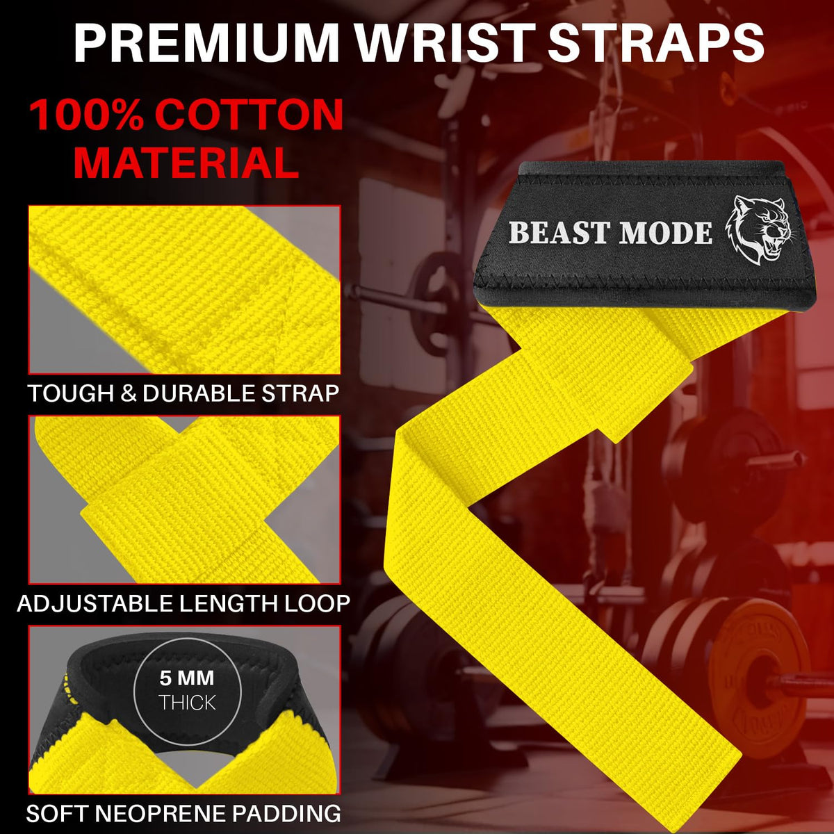 Wrist Straps – Queen of Lifts – Yellow - image 3