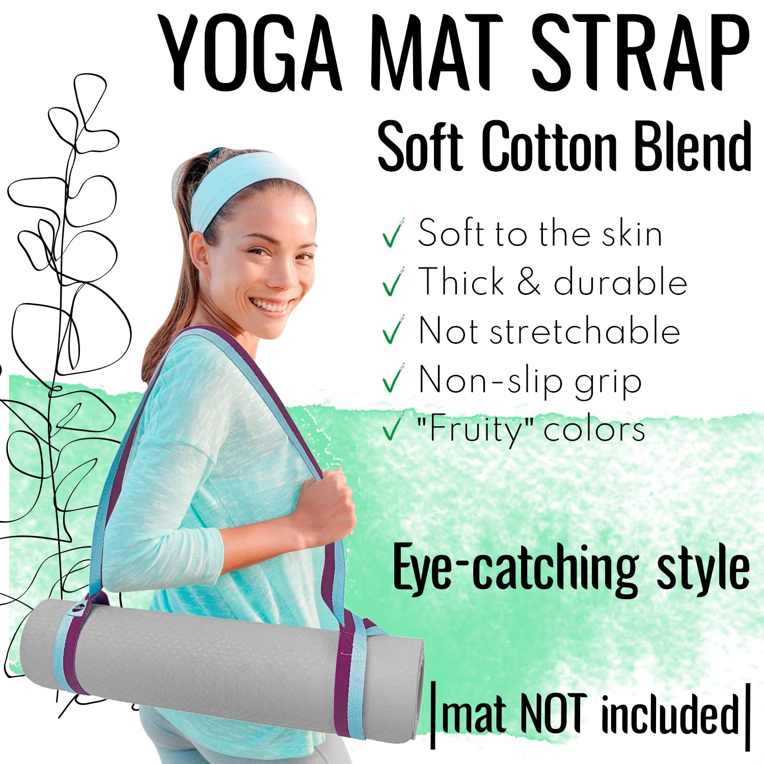 Yoga Mat Straps – Polycotton – Purple Blue – 64 IN - image 2