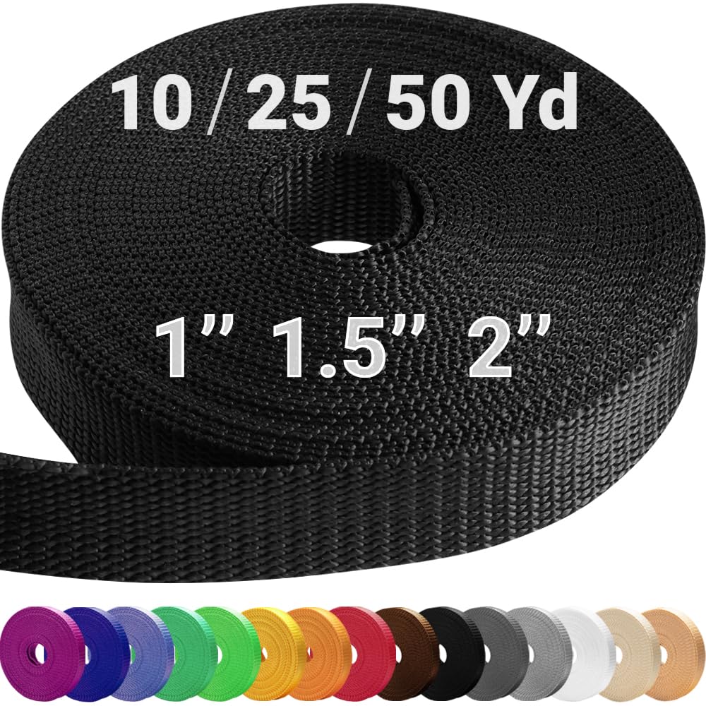 1 Inch Webbing – Black – 10 Yards - image 1