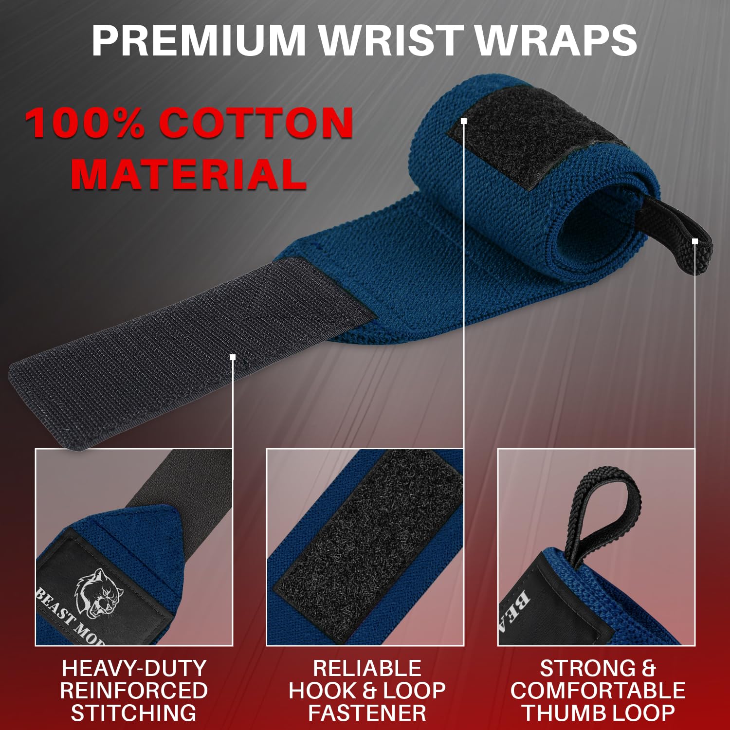 Wrist Wraps – Queen of Lifts – Navy Blue – 12 - image 3