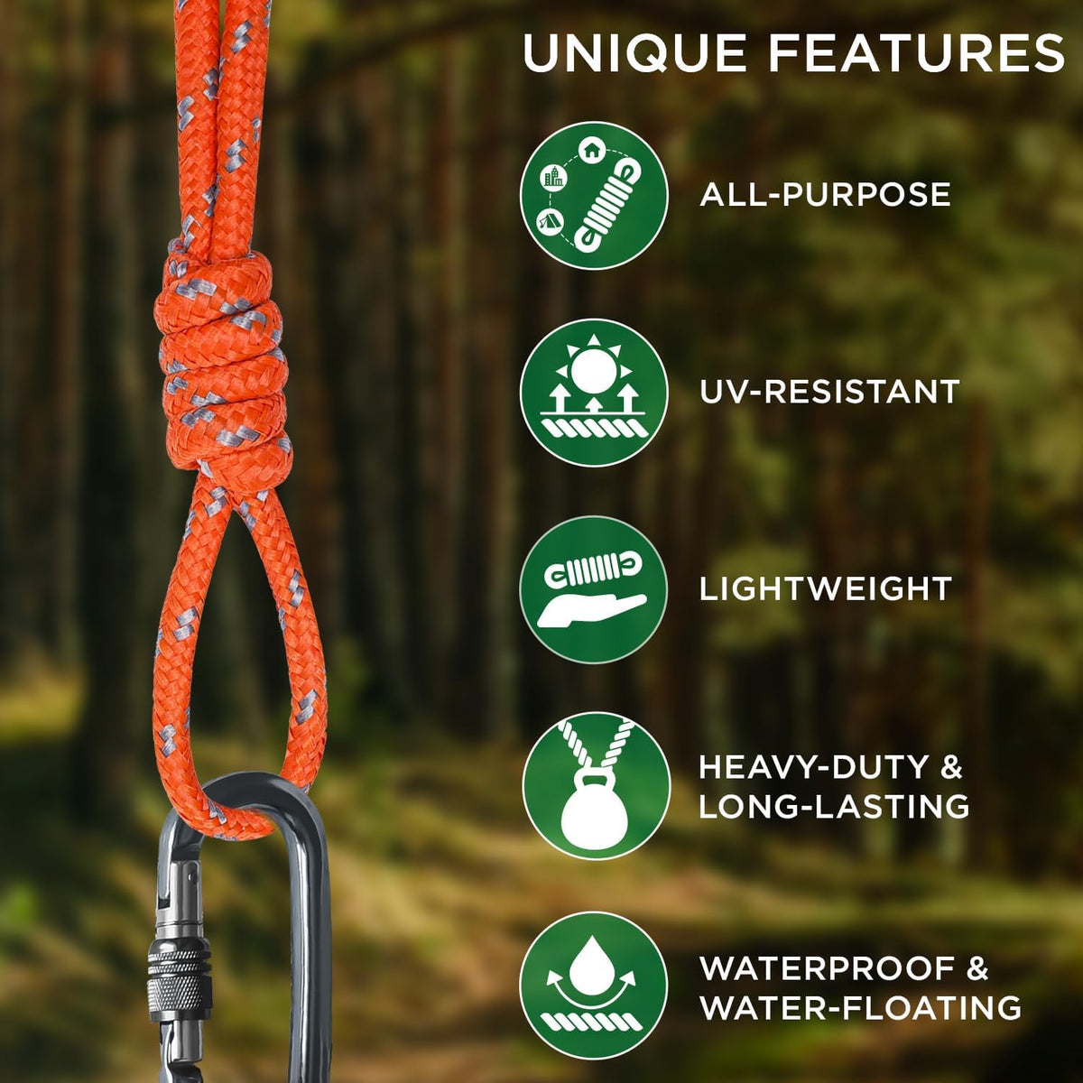 Rope Polypropylene 1/4" 90 ft Orange Gray - image 4
