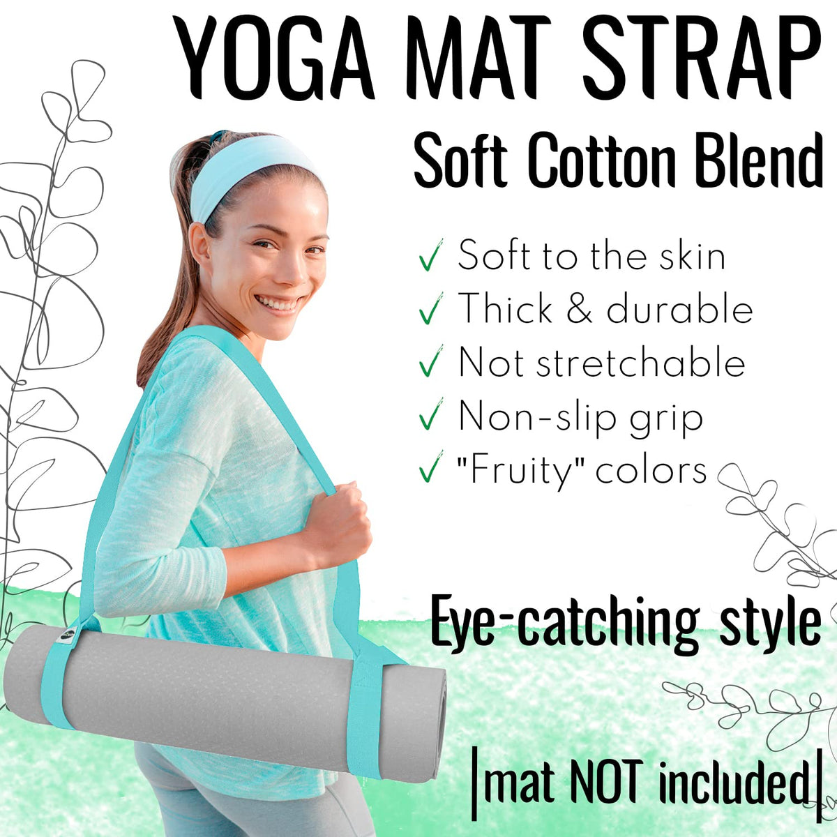 Yoga Mat Straps – Polycotton – Blue – 64 IN - image 2
