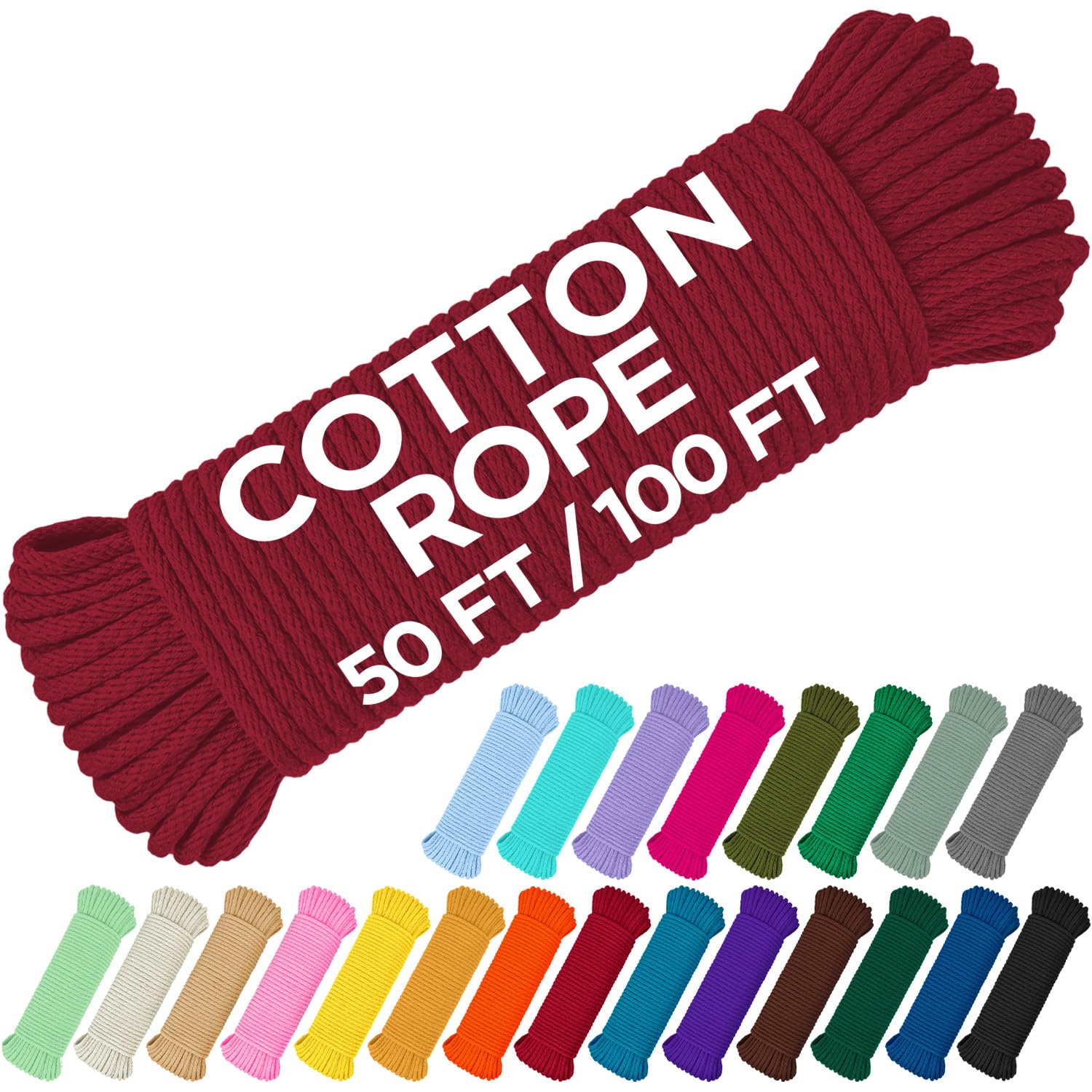Rope Cotton 3/16" 100 ft Crimson - image 1
