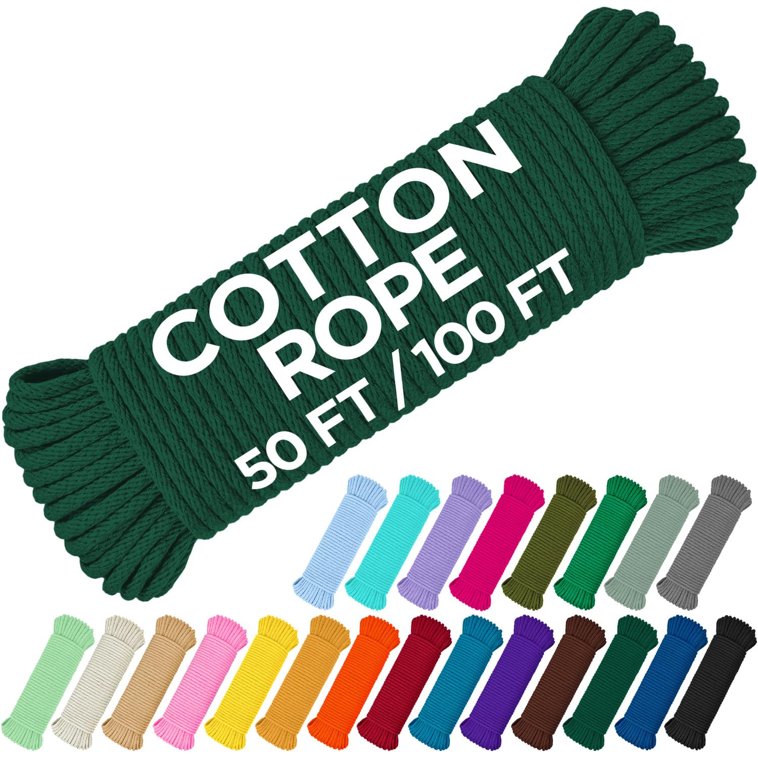 Rope Cotton 3/16" 100 ft Dark Green - image 1
