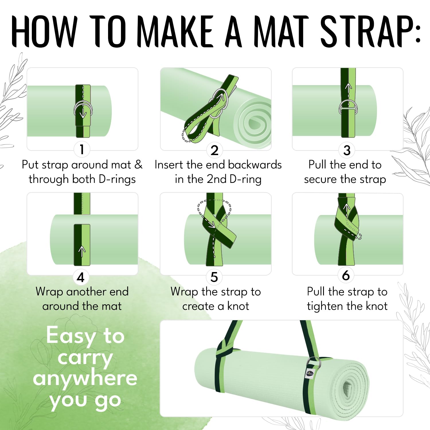 Yoga Straps – Polycotton – Green Avocado – 8 ft - image 3