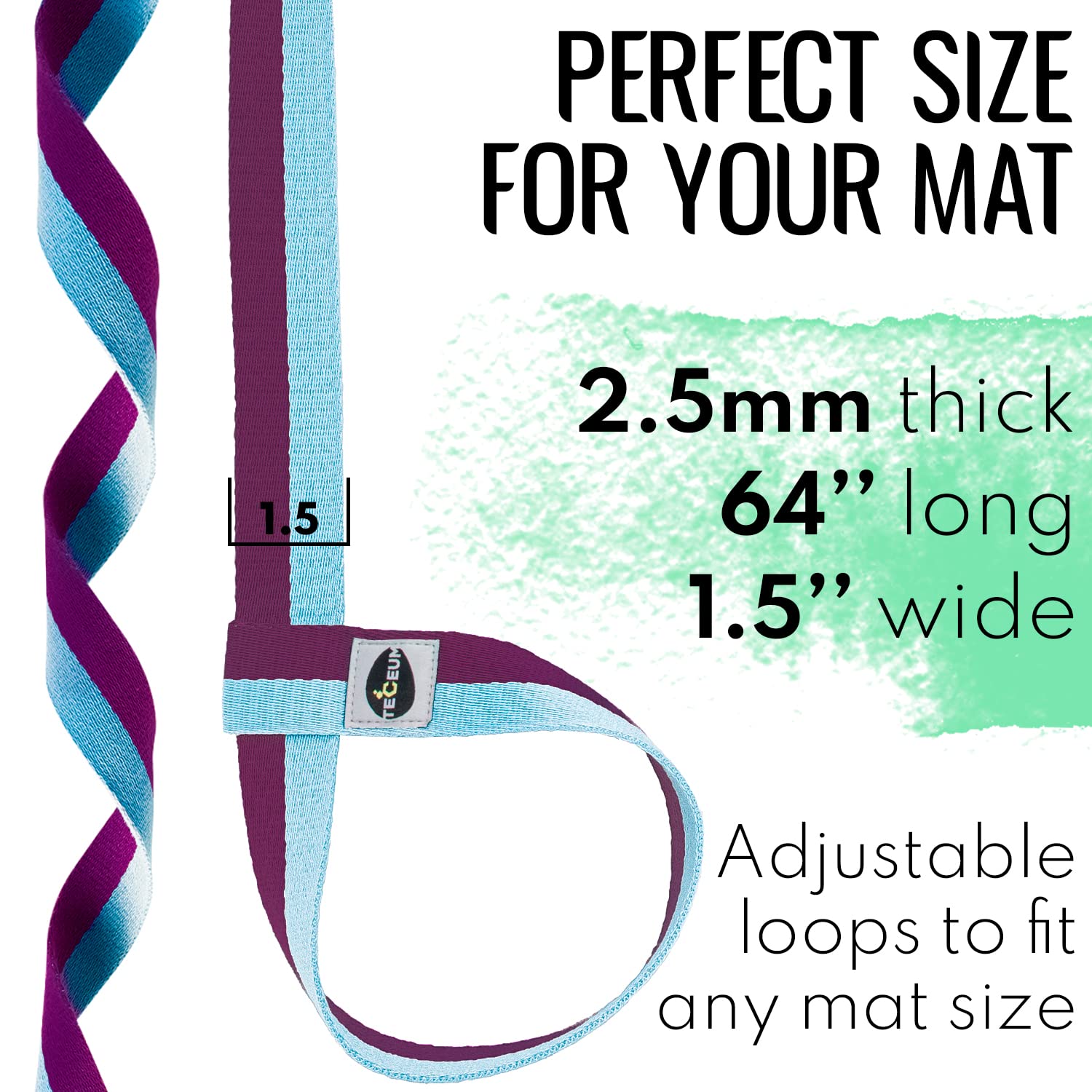 Yoga Mat Straps – Polycotton – Purple Blue – 64 IN - image 3