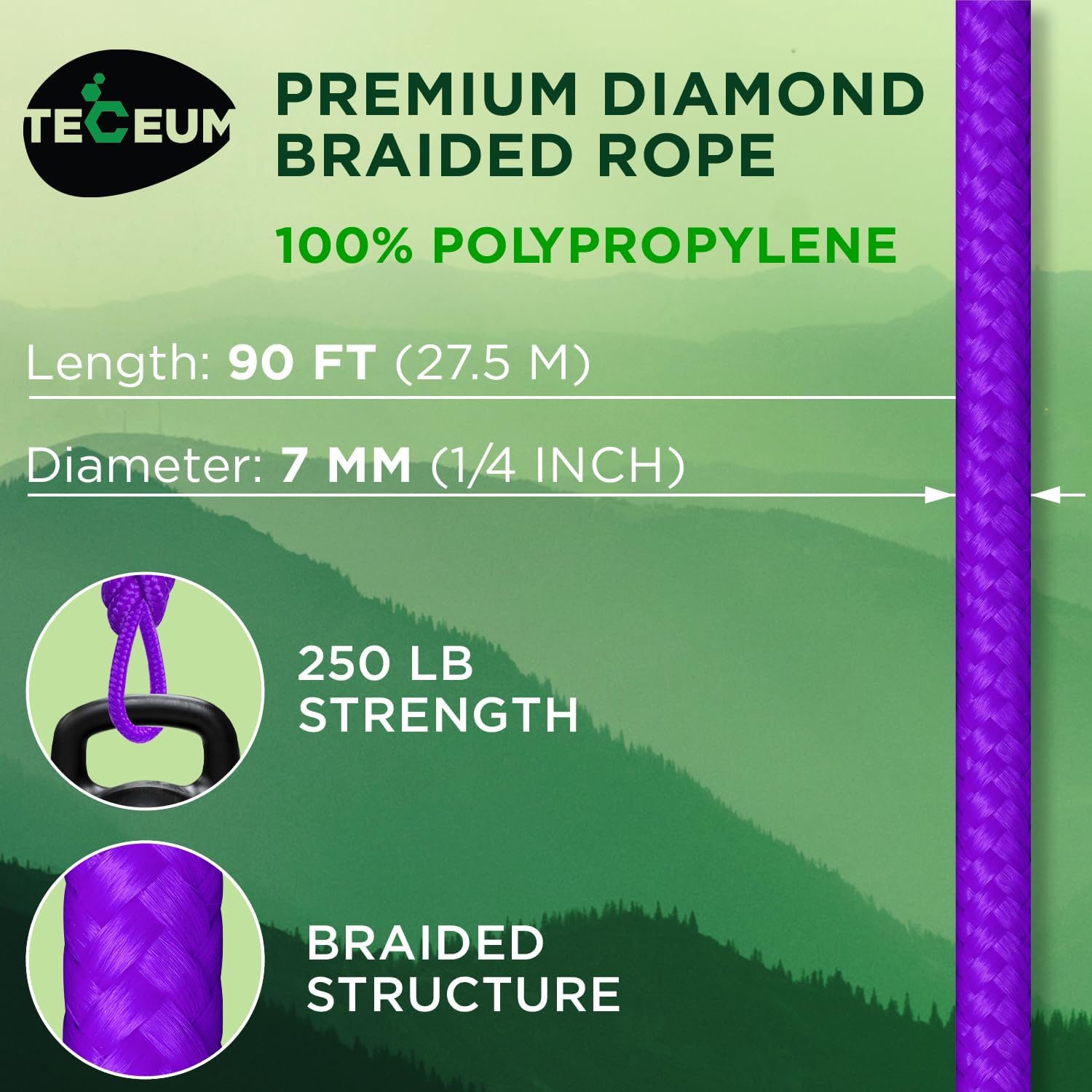 Rope Polypropylene 3/8" 90 ft Purple - image 2