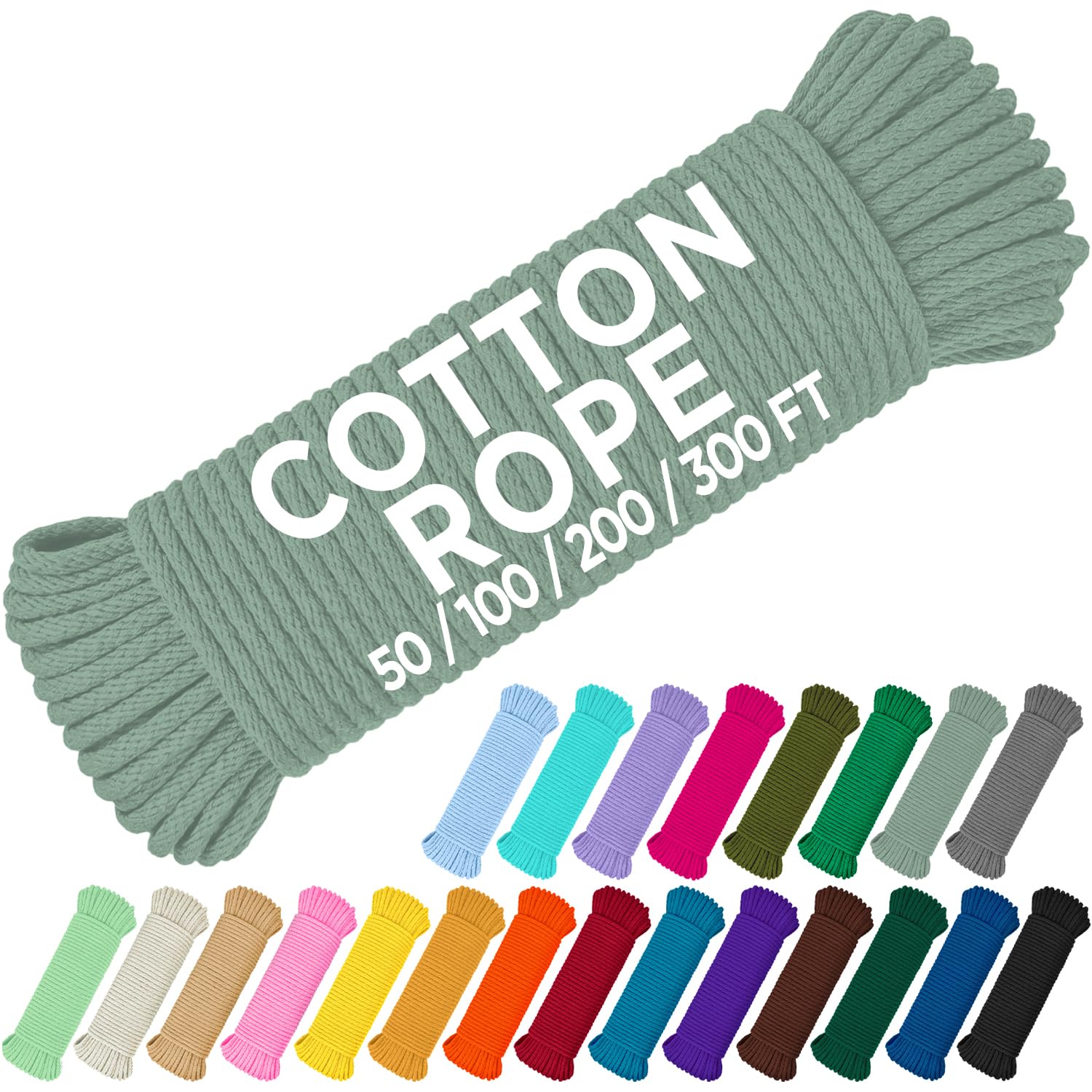 Rope Cotton 3/16" 50 ft Soft Sage - image 1