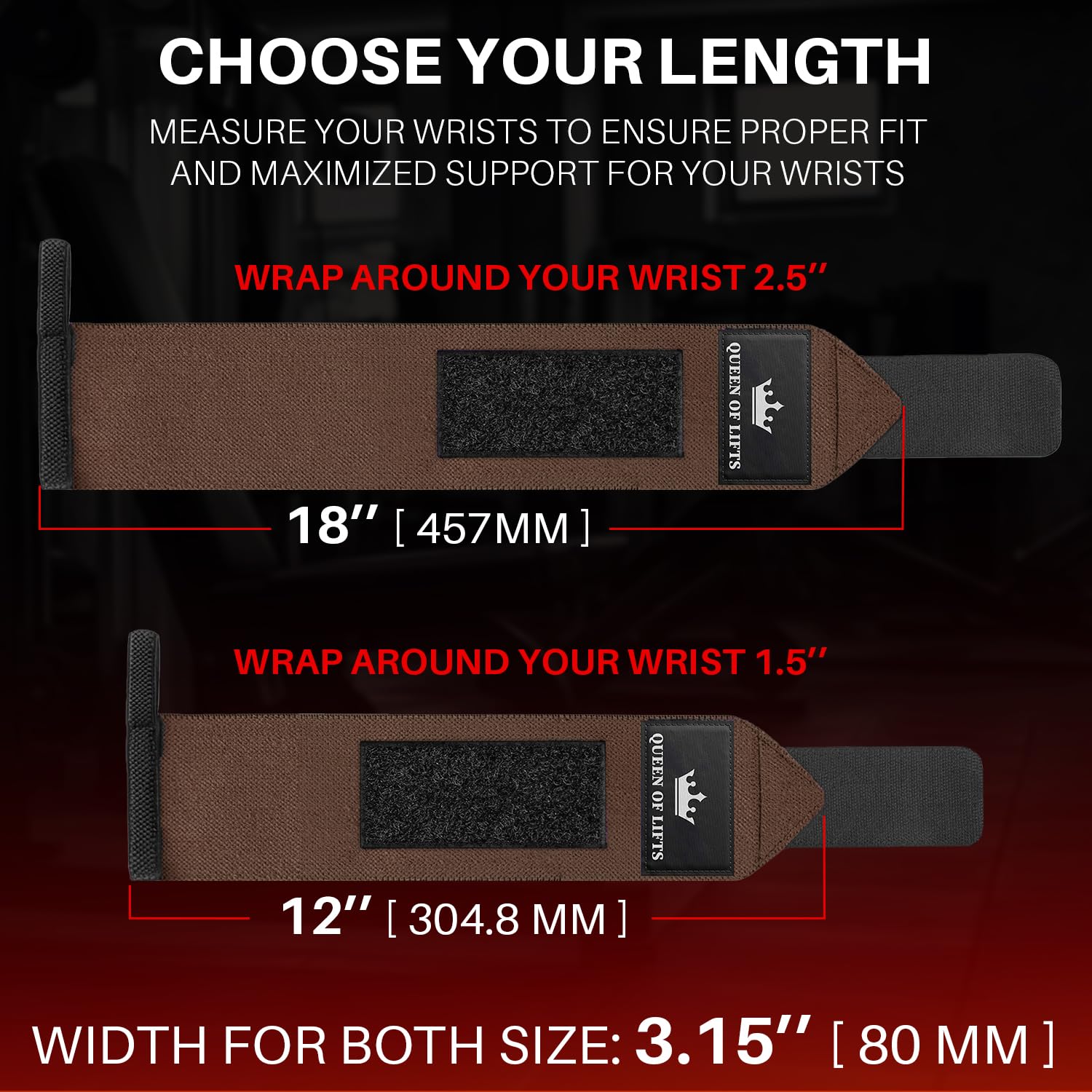 Wrist Wraps – Queen of Lifts – Brown – 18 - image 5