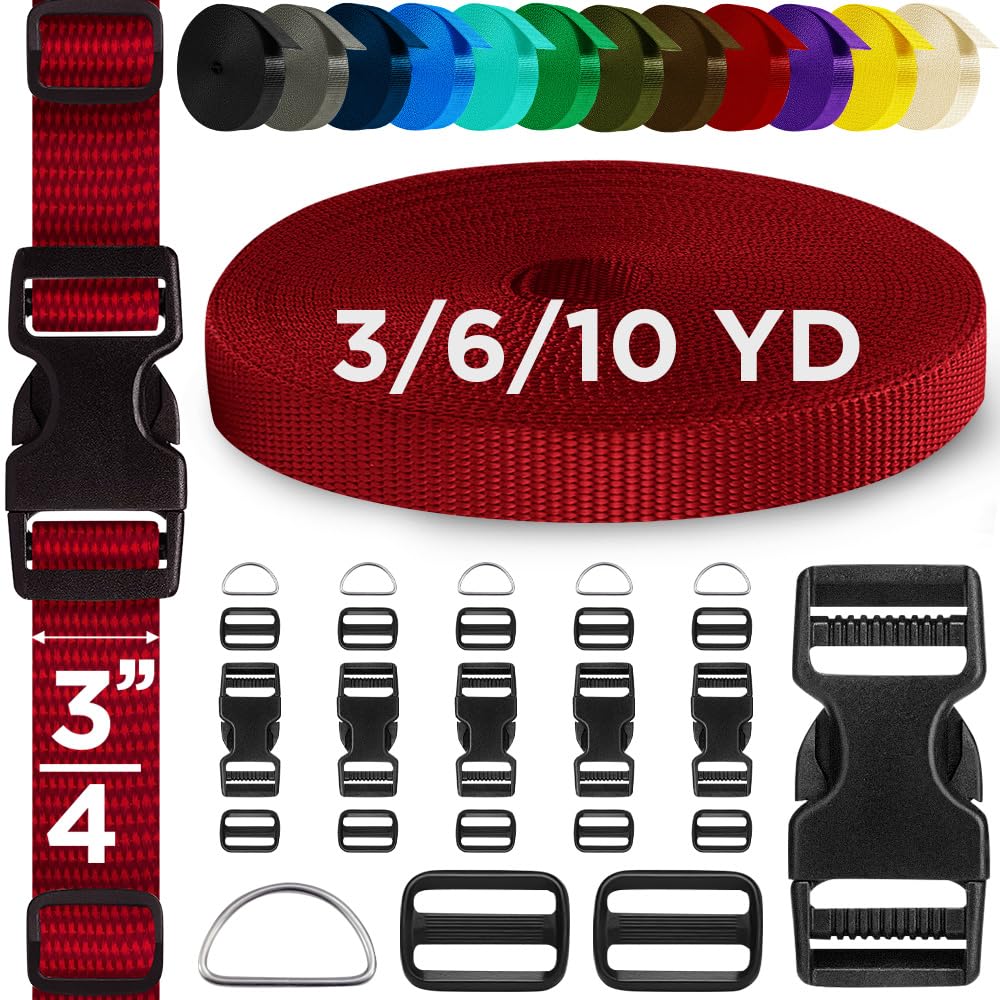 3/4" Buckles & Strap Kit – Red – 6 Yards - image 1