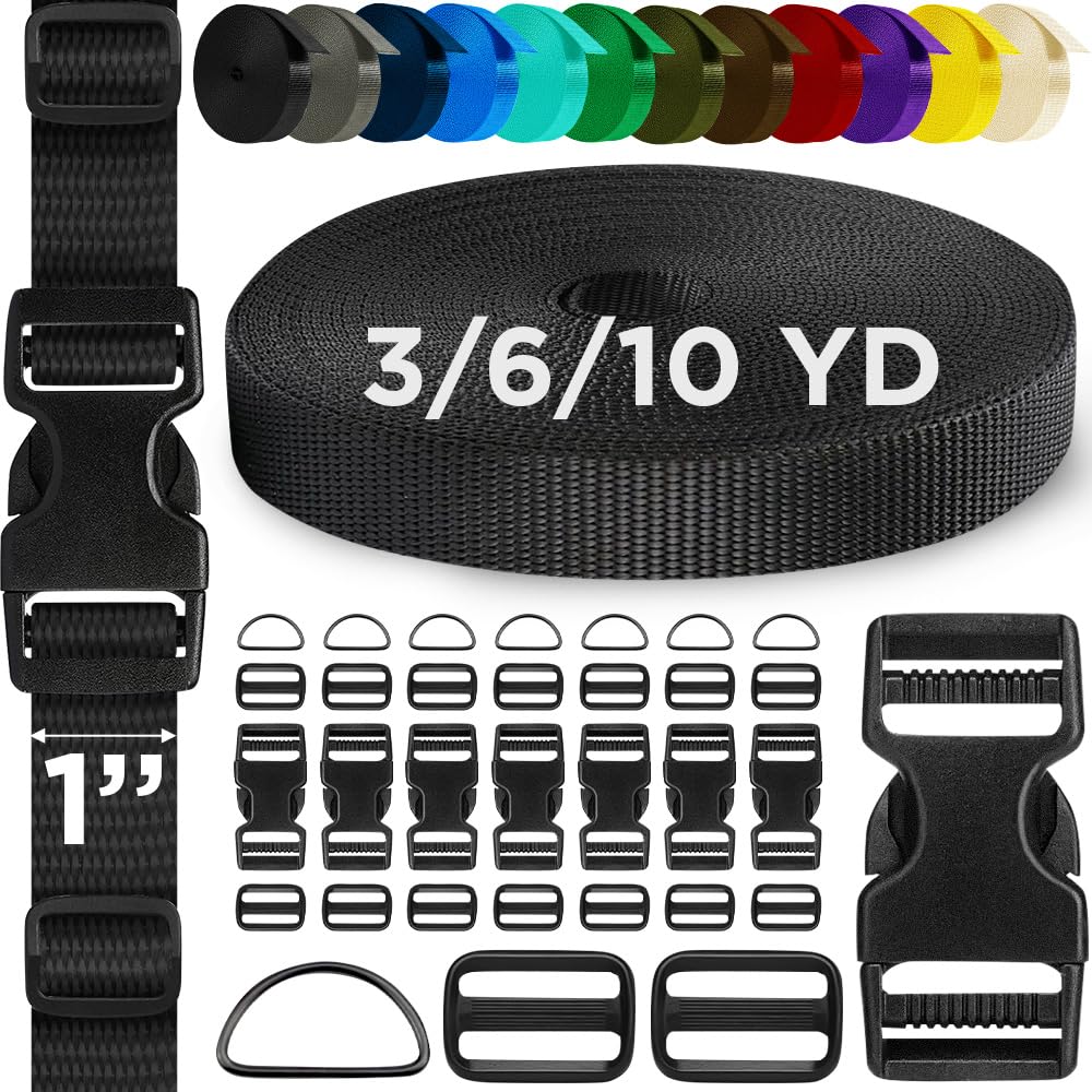 1" Buckles & Strap Kit – Black – 10 Yards - image 1