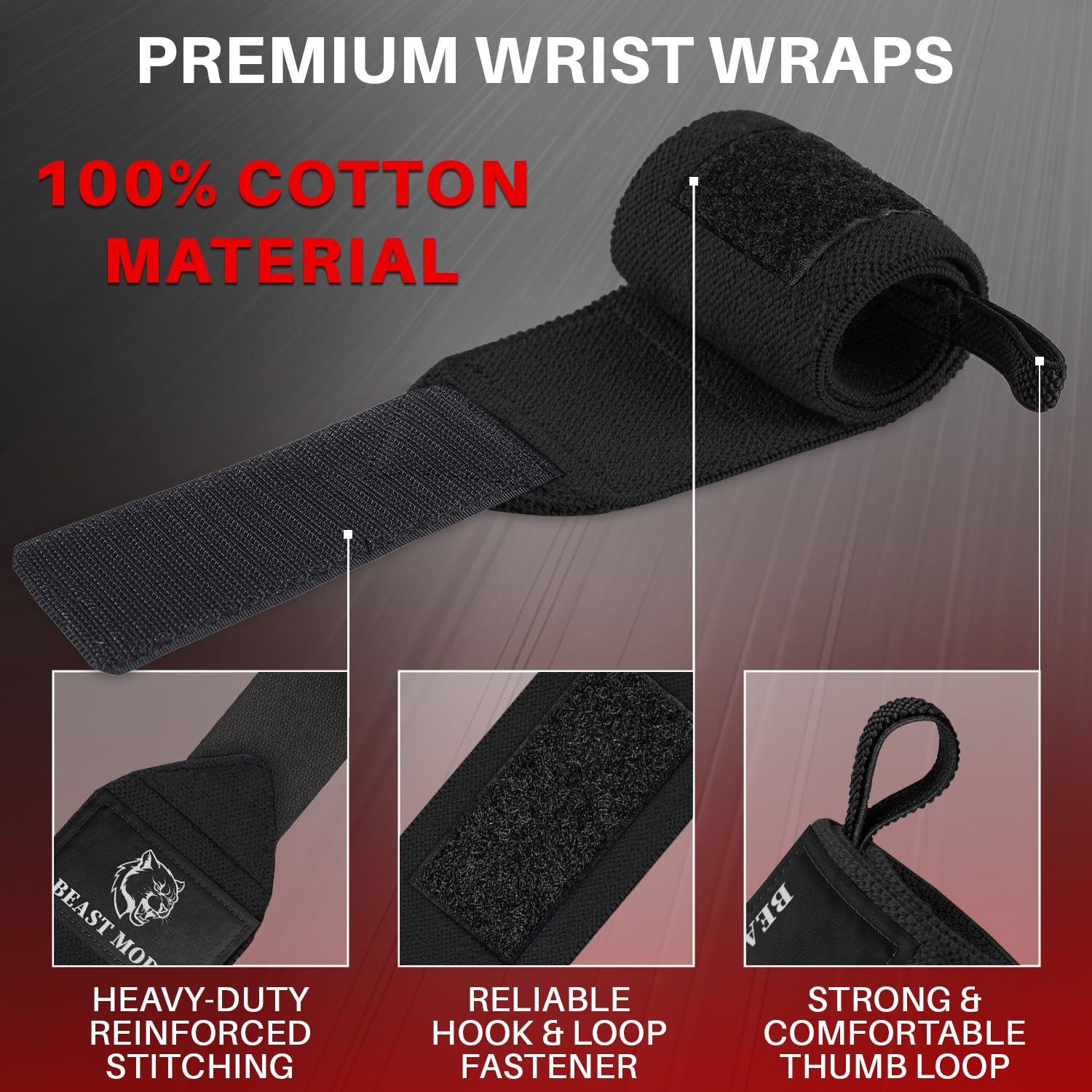 Wrist Wraps – Queen of Lifts – Black – 18 - image 3