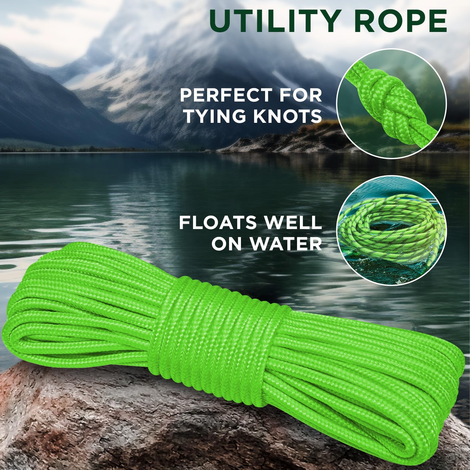 Rope Polypropylene 3/8" 90 ft Neon Green - image 3