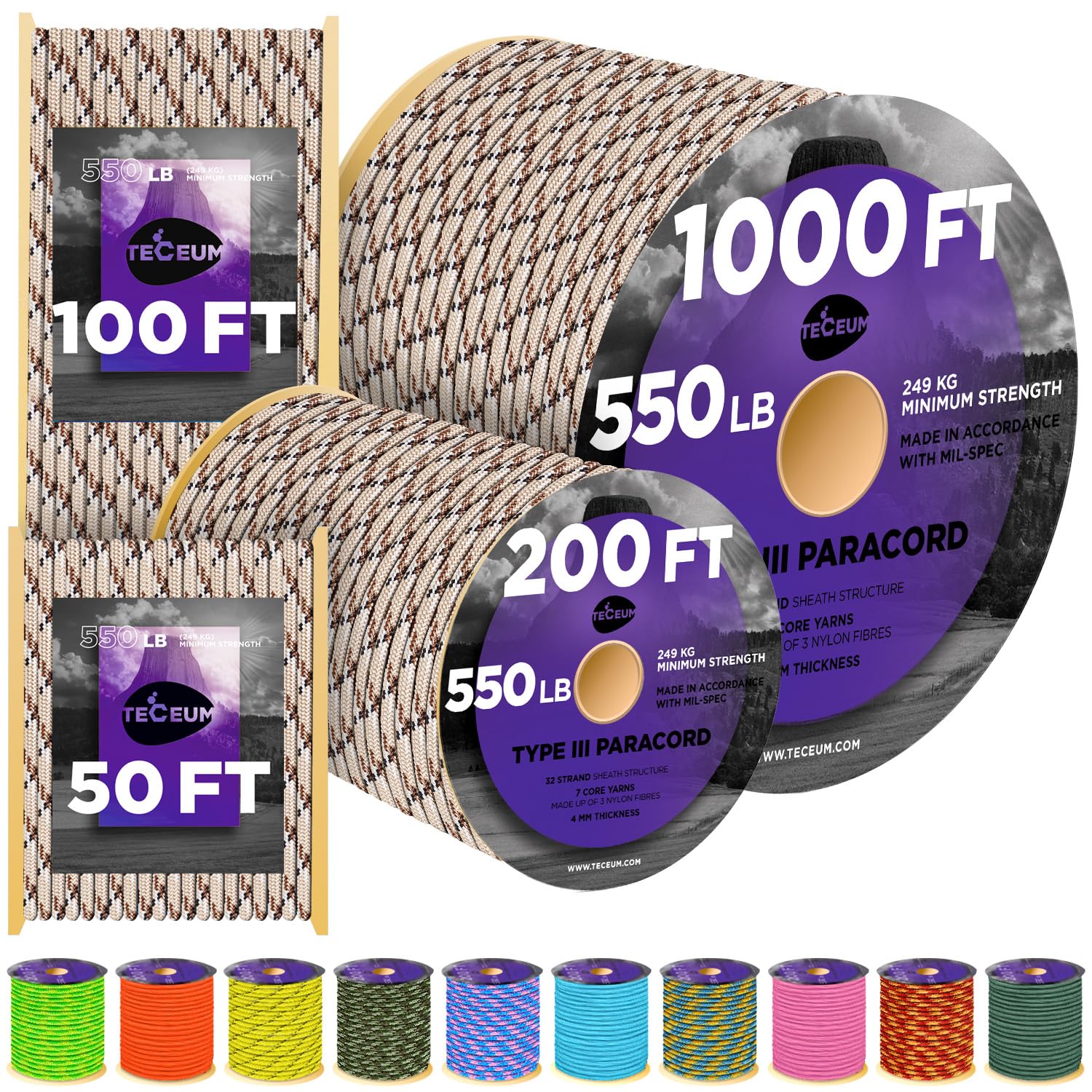 Paracord III 550 Desert Snake Camo – 100 ft - image 1