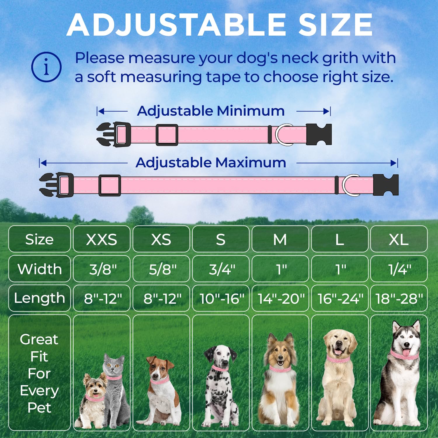 Reflective Dog Collar - 5/8" - XS - Pink - image 7