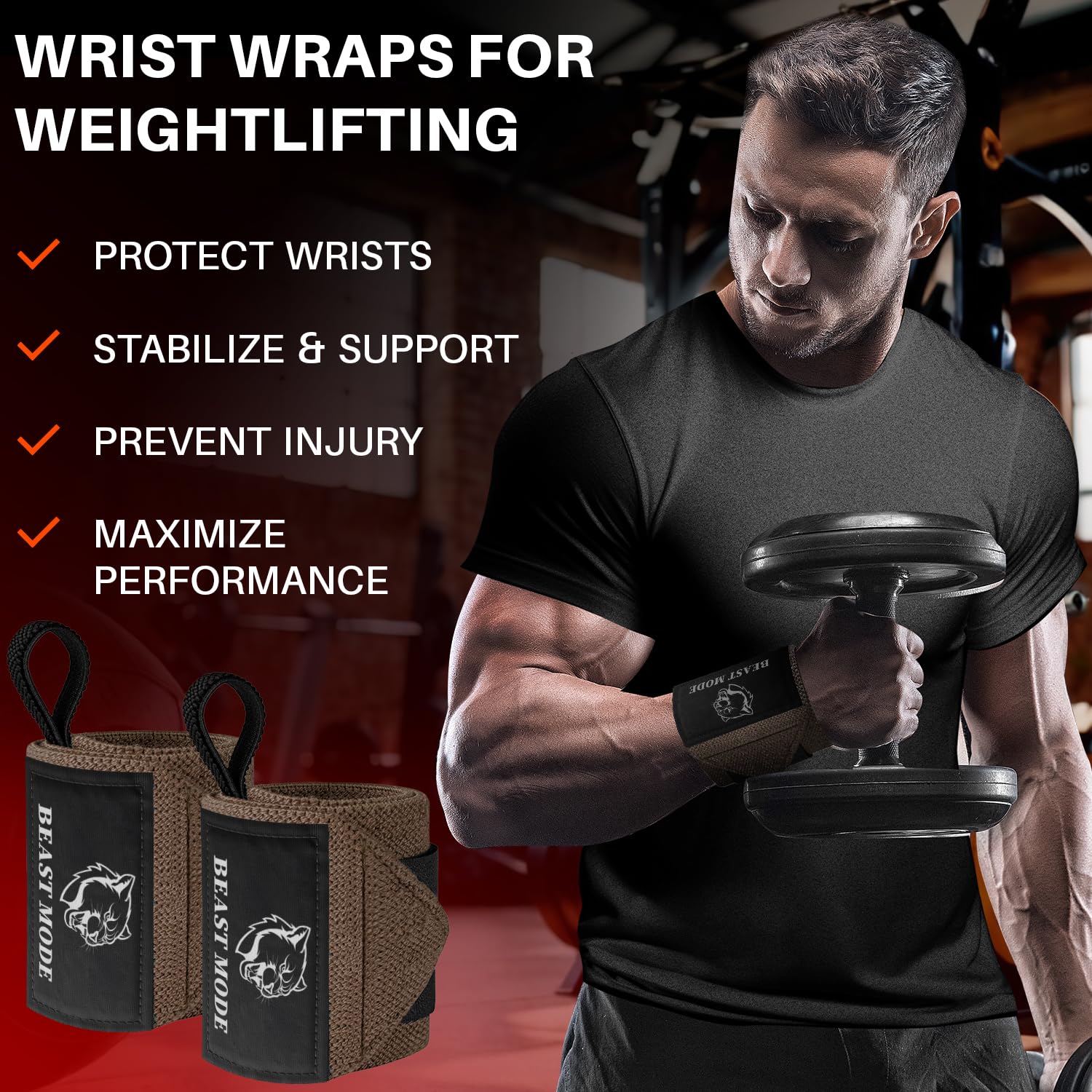 Wrist Wraps – Arms on Fire – Brown – 12 - image 2