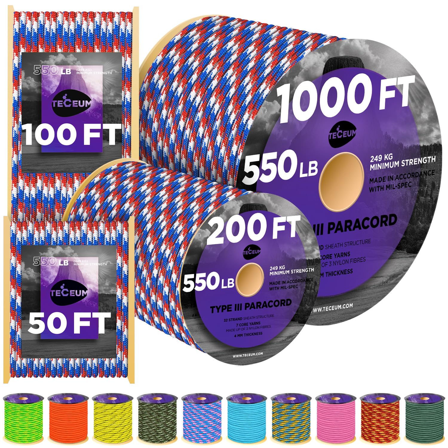 Paracord III 550 Patriot – 50 ft - image 1