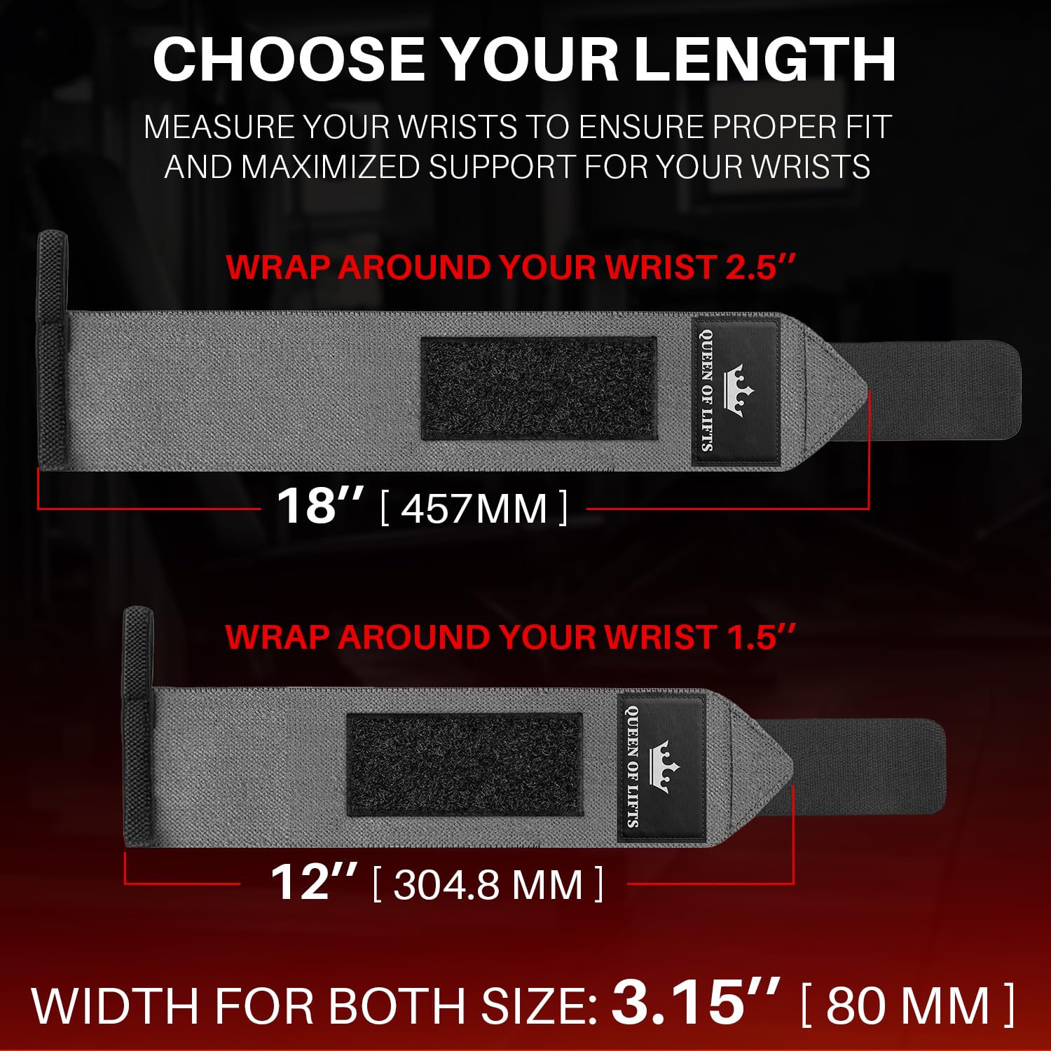 Wrist Wraps – Queen of Lifts – Gray – 12 - image 5