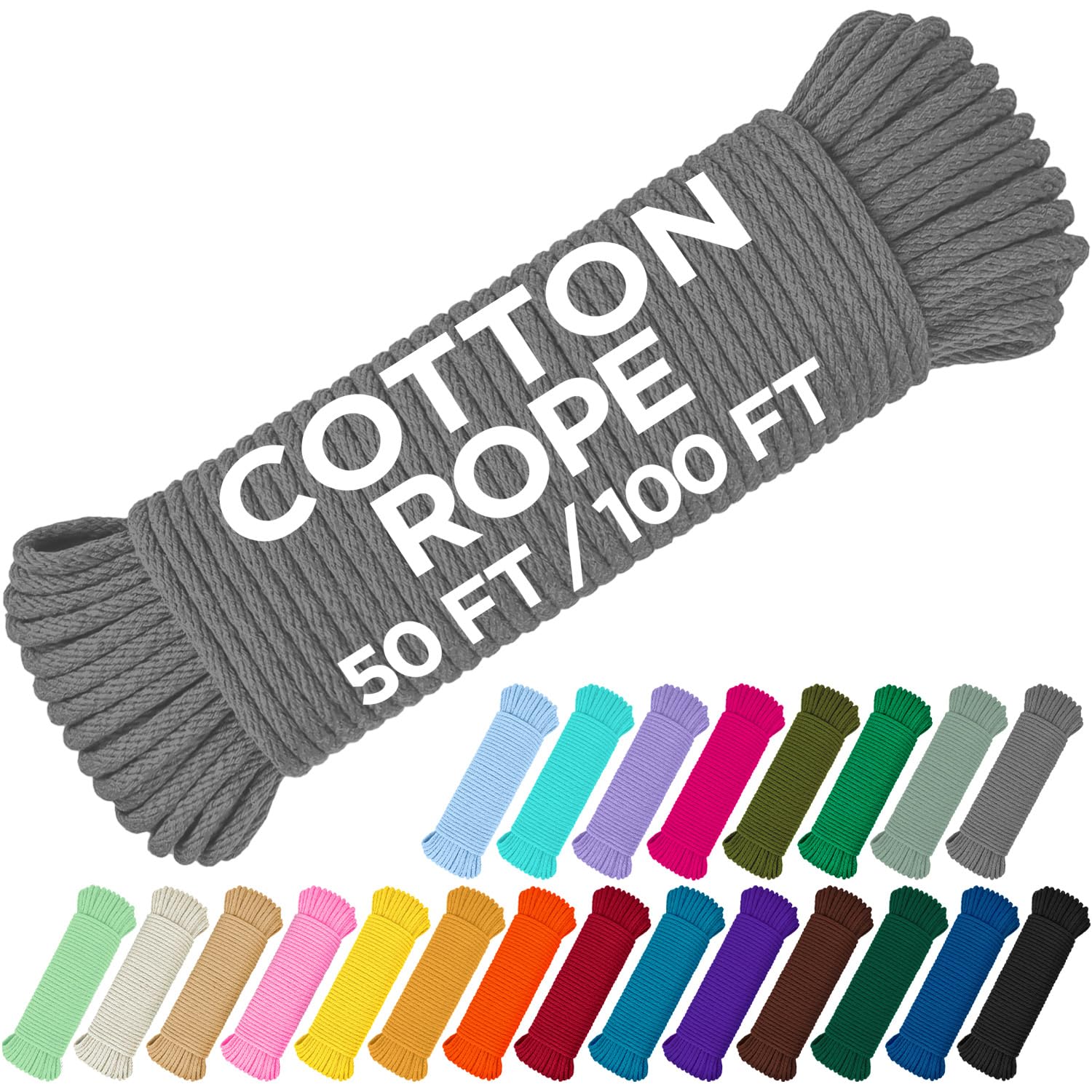 Rope Cotton 3/16" 100 ft Gray - image 1