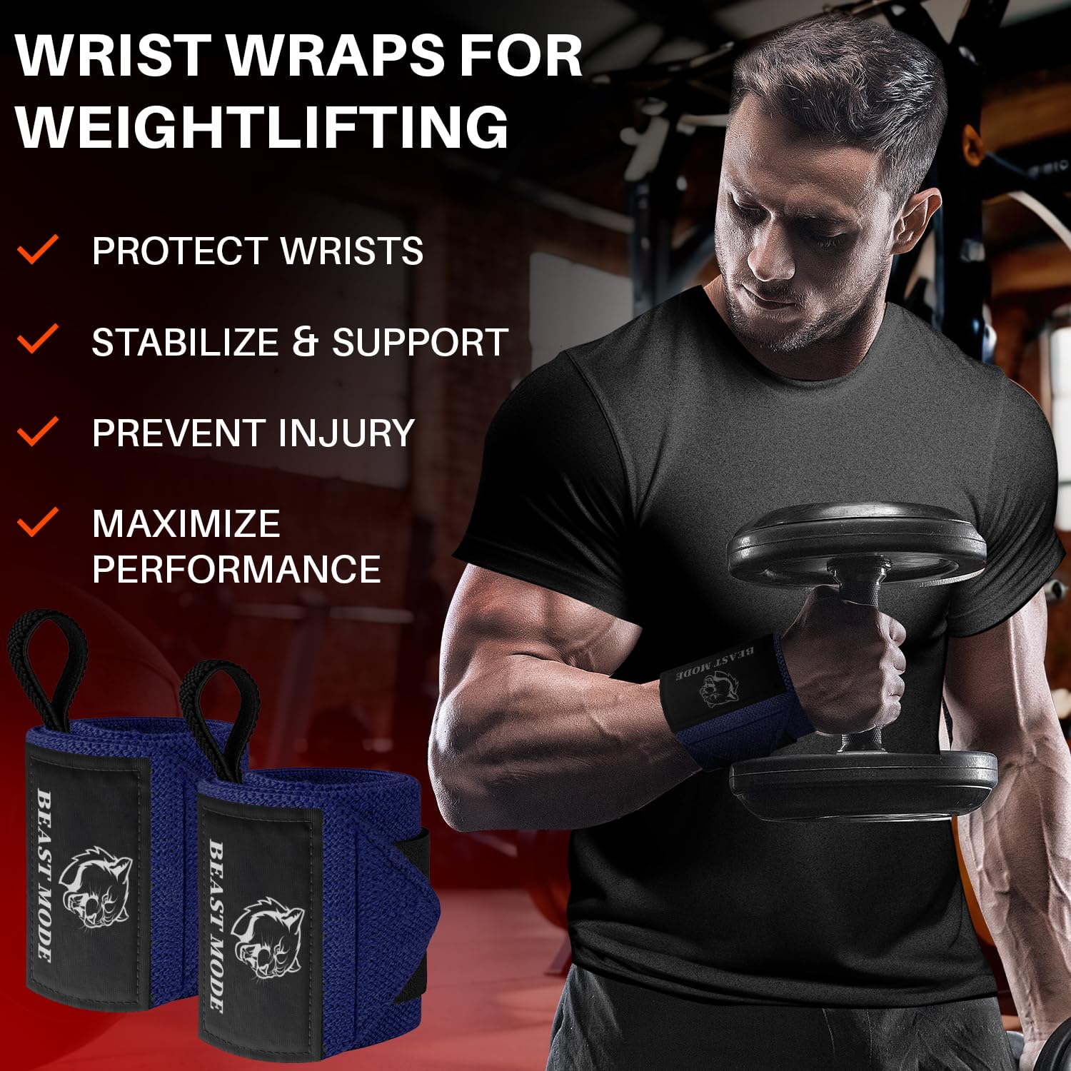 Wrist Wraps – Arms on Fire – Navy Blue – 18 - image 2