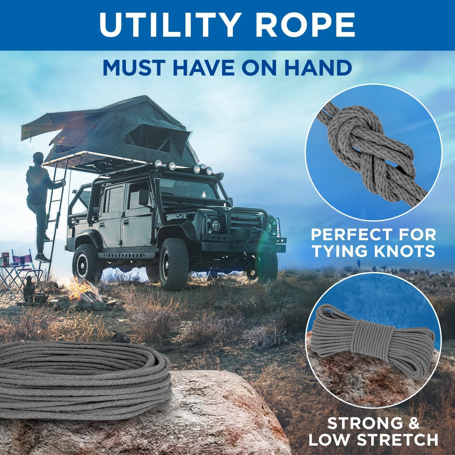 Rope Cotton 3/16" 50 ft Gray - image 6