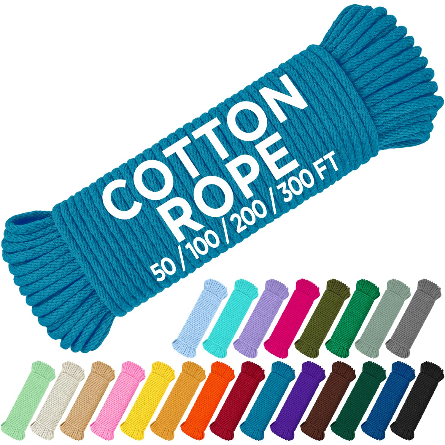 Rope Cotton 3/16" 50 ft Sky Blue - image 1