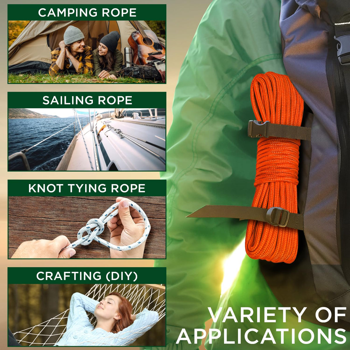 Rope Polypropylene 1/4" 150 ft Orange - image 5