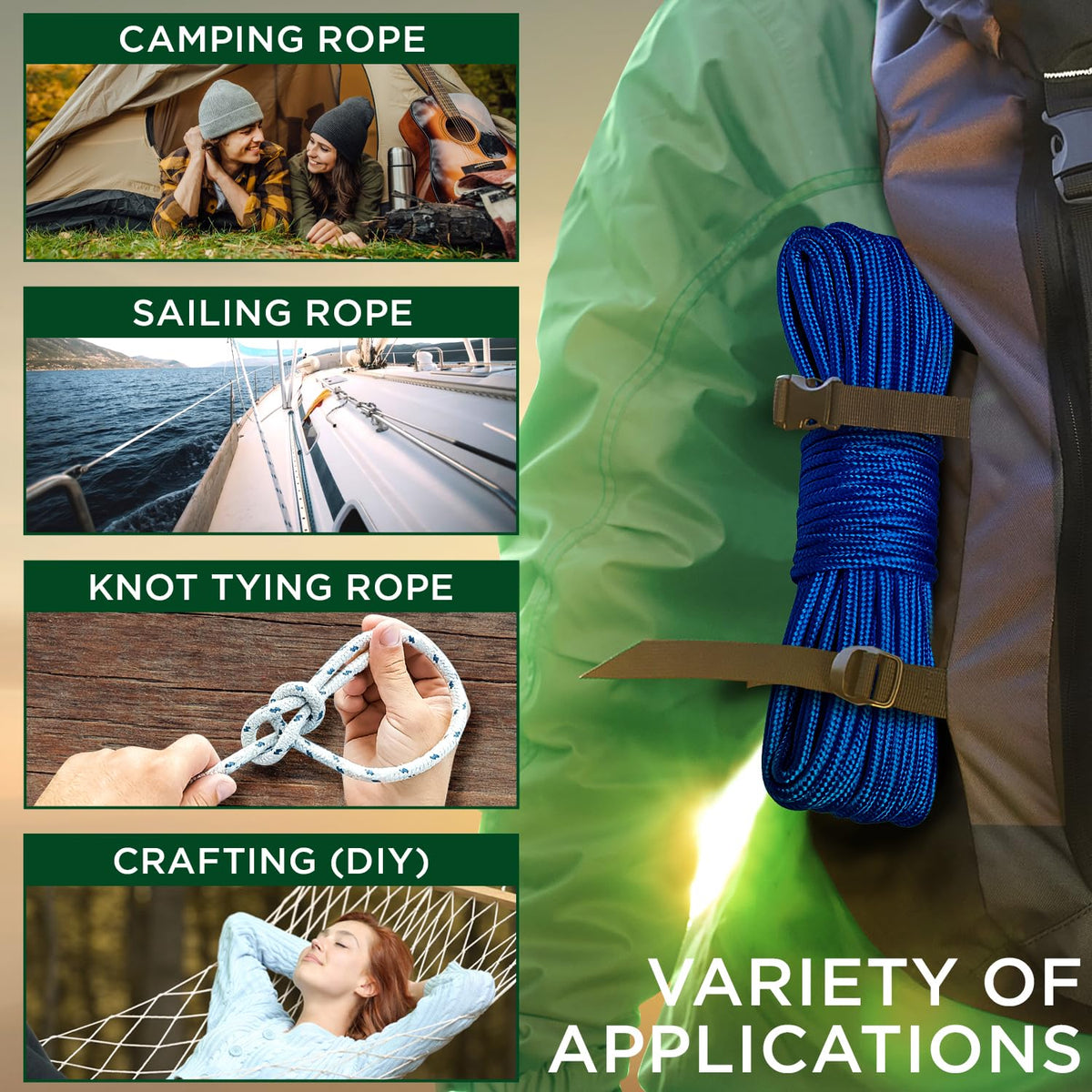 Rope Polypropylene 1/4" 90 ft Blue - image 5