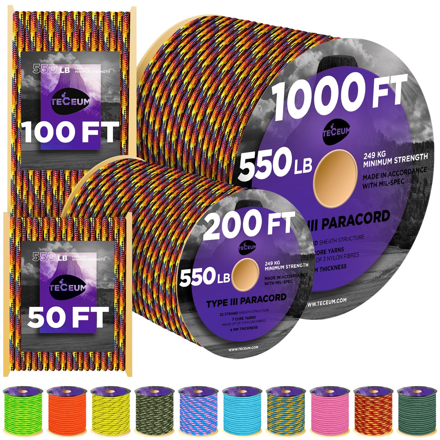 Paracord III 550 Kaleidoscope – 50 ft - image 1