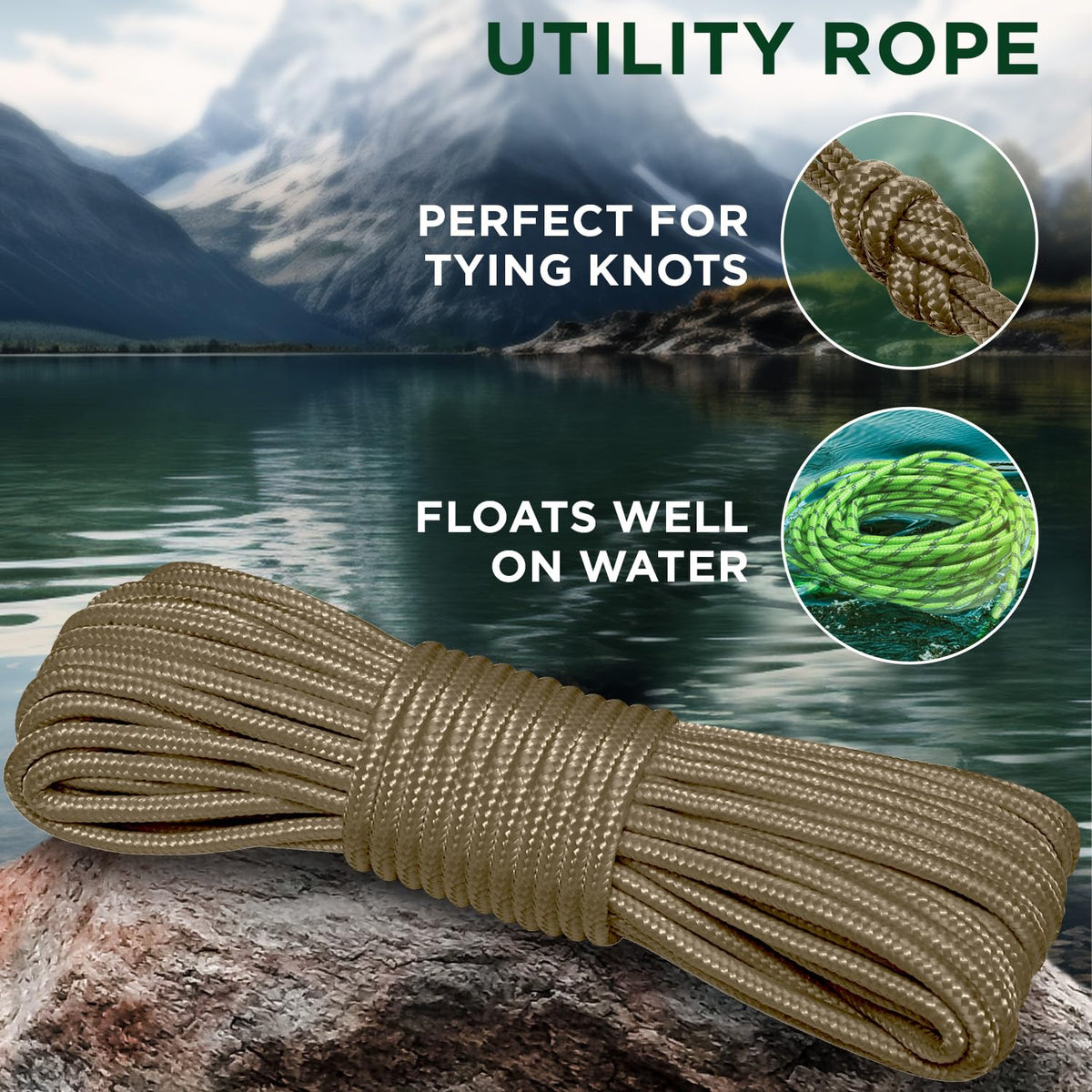 Rope Polypropylene 1/4" 150 ft Coyote Brown - image 3