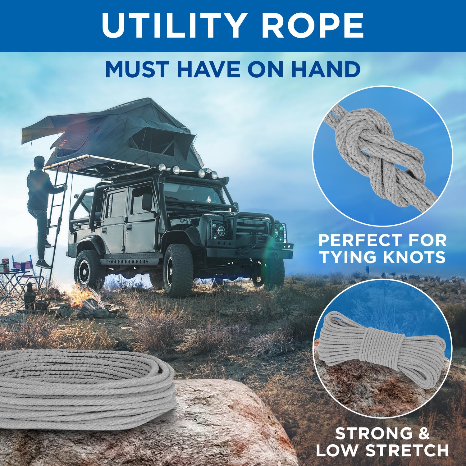 Rope Cotton 3/16" 50 ft Light Gray - image 6