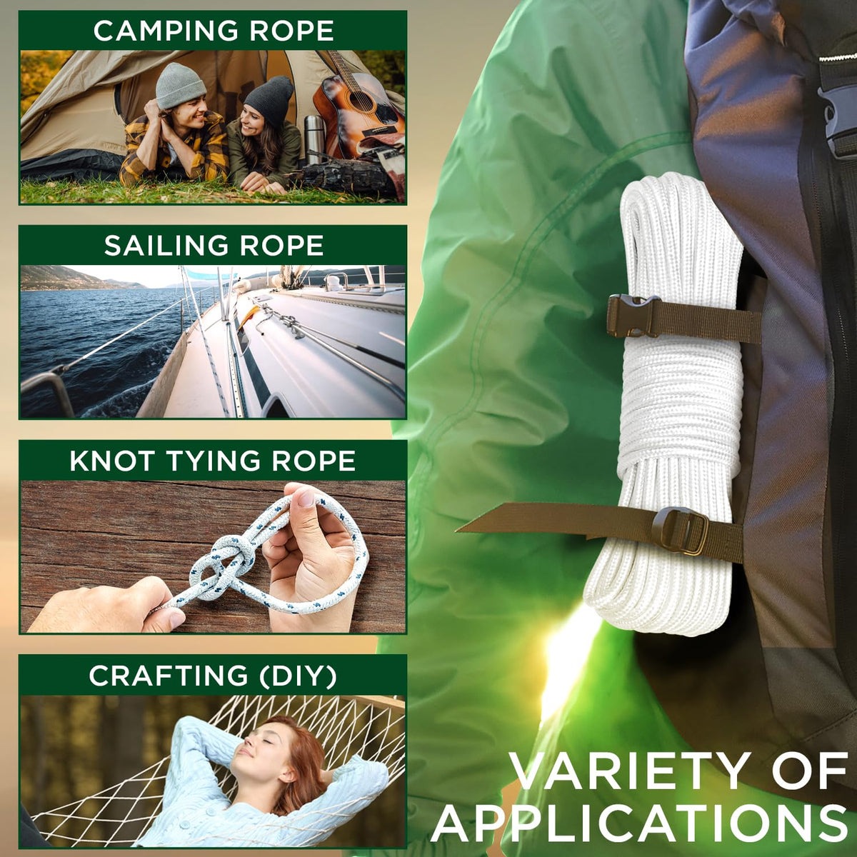 Rope Polypropylene 1/4" 90 ft White - image 5