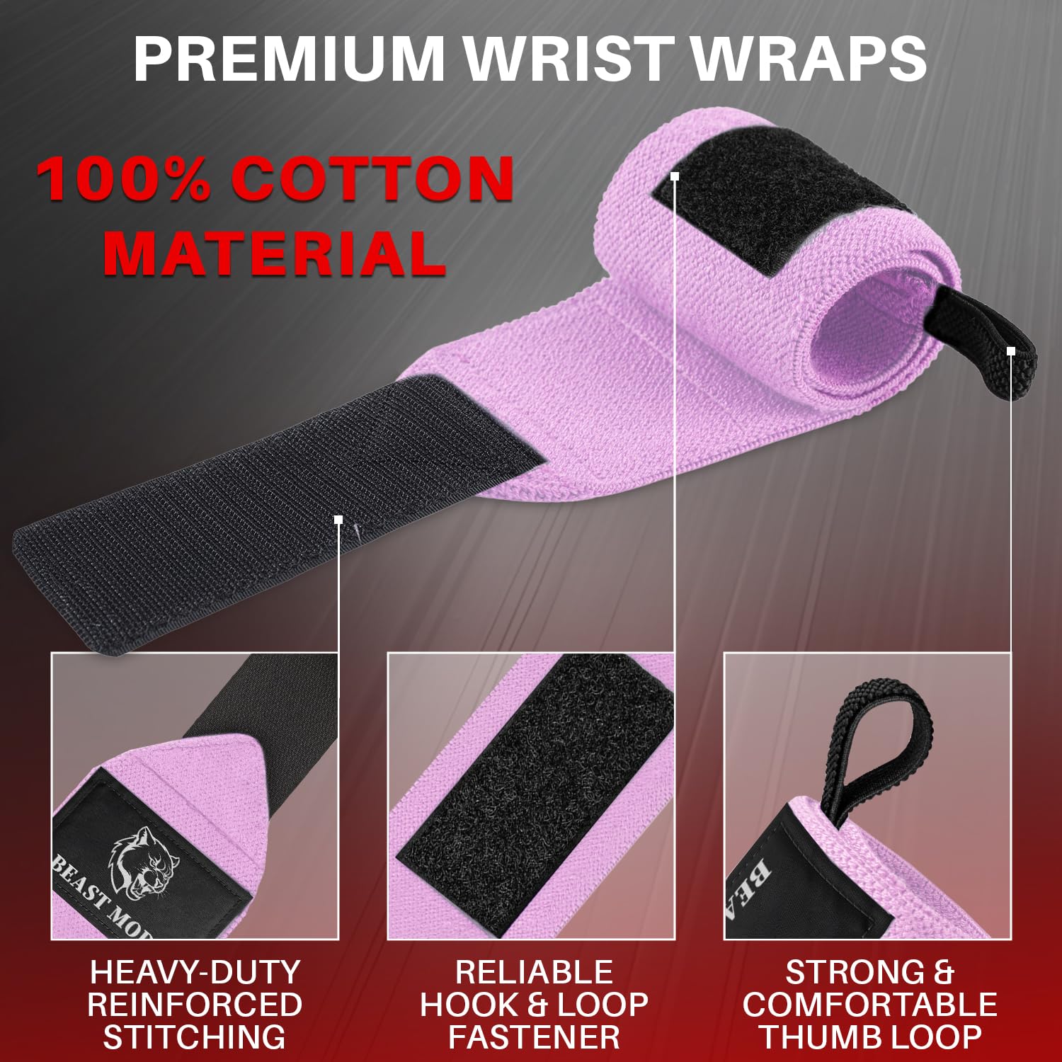 Wrist Wraps – Arms on Fire – Pink – 18 - image 3